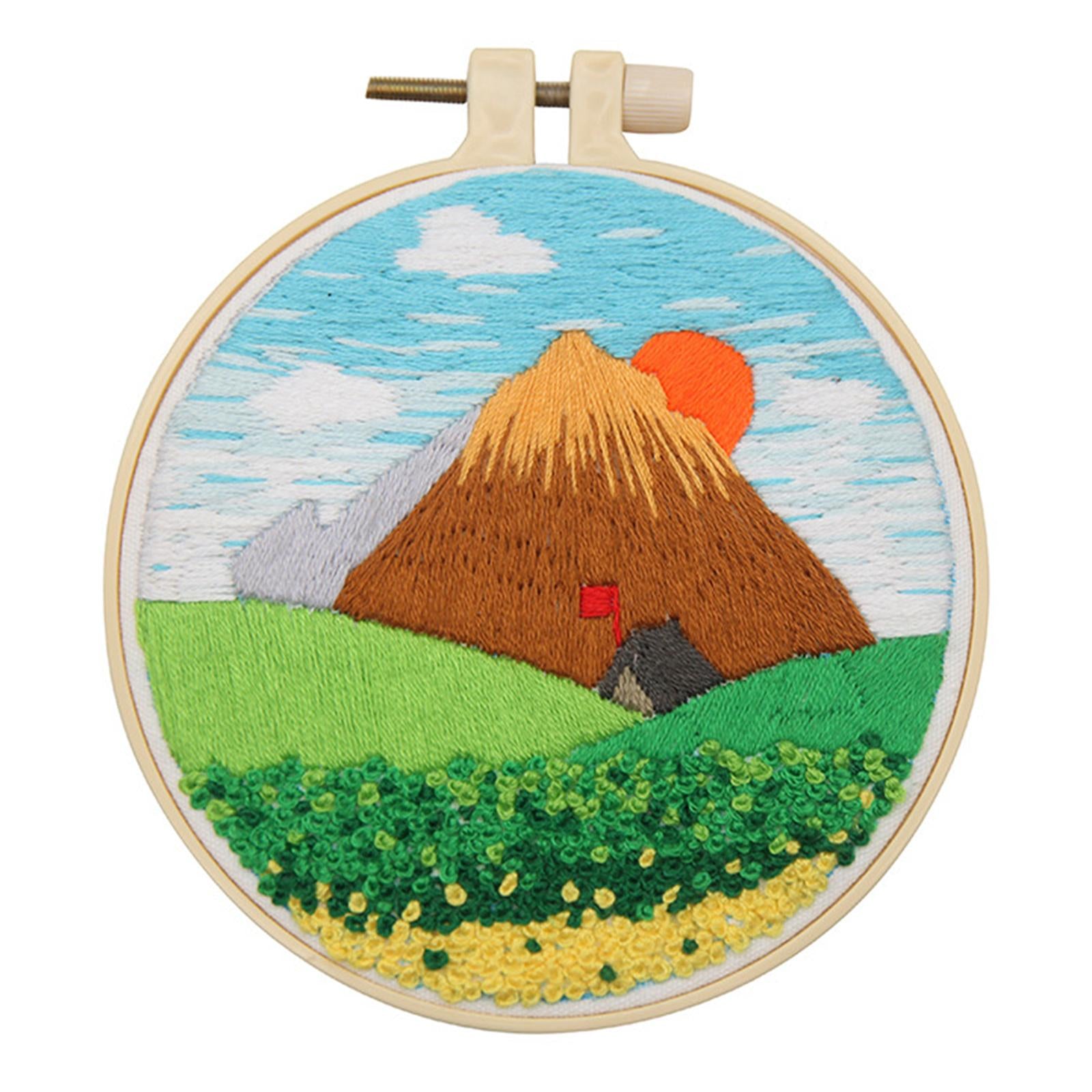 Cross Stitch Kit Home Sewing Fabric Hoop Art Making DIY Embroidery Adults Hut