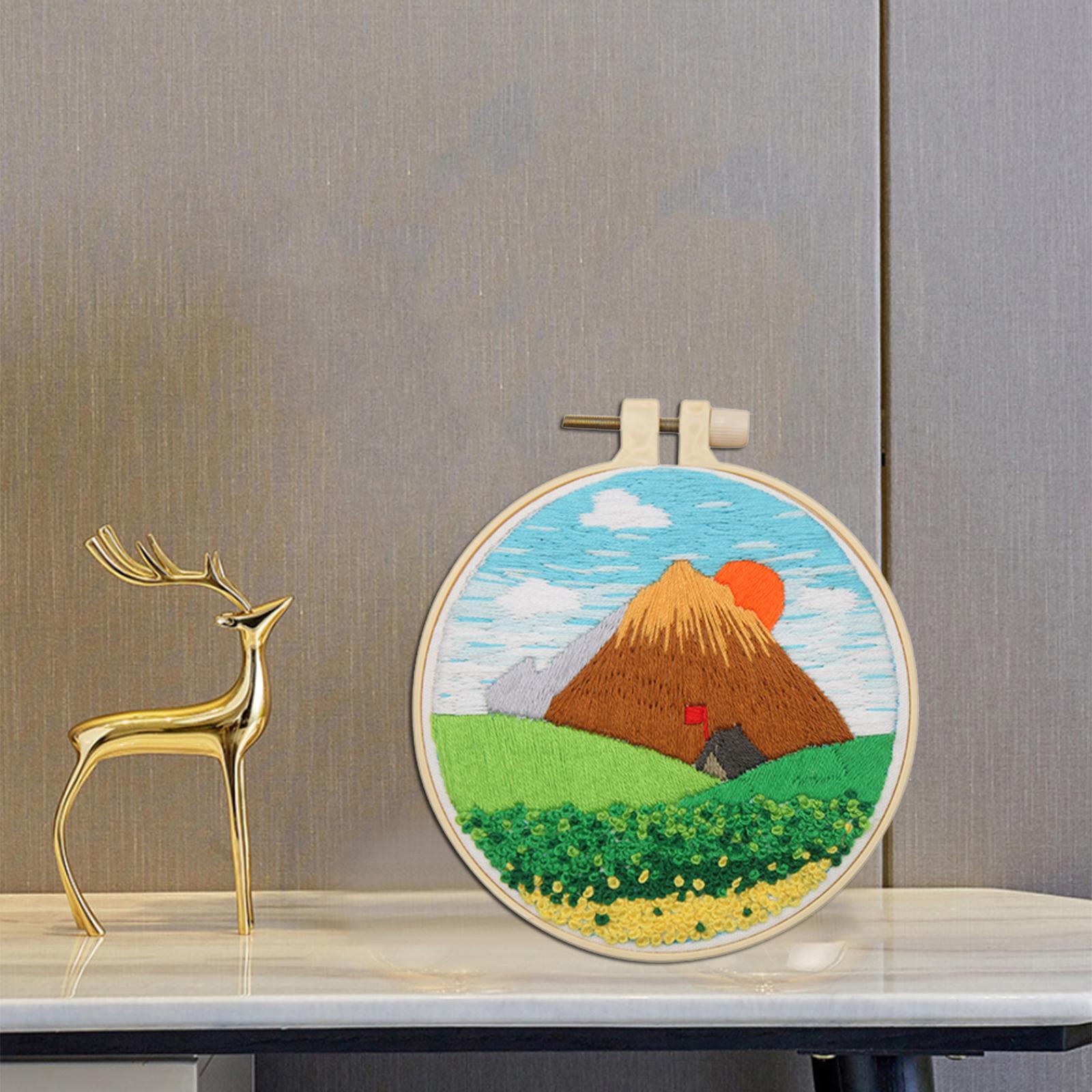 Cross Stitch Kit Home Sewing Fabric Hoop Art Making DIY Embroidery Adults Hut