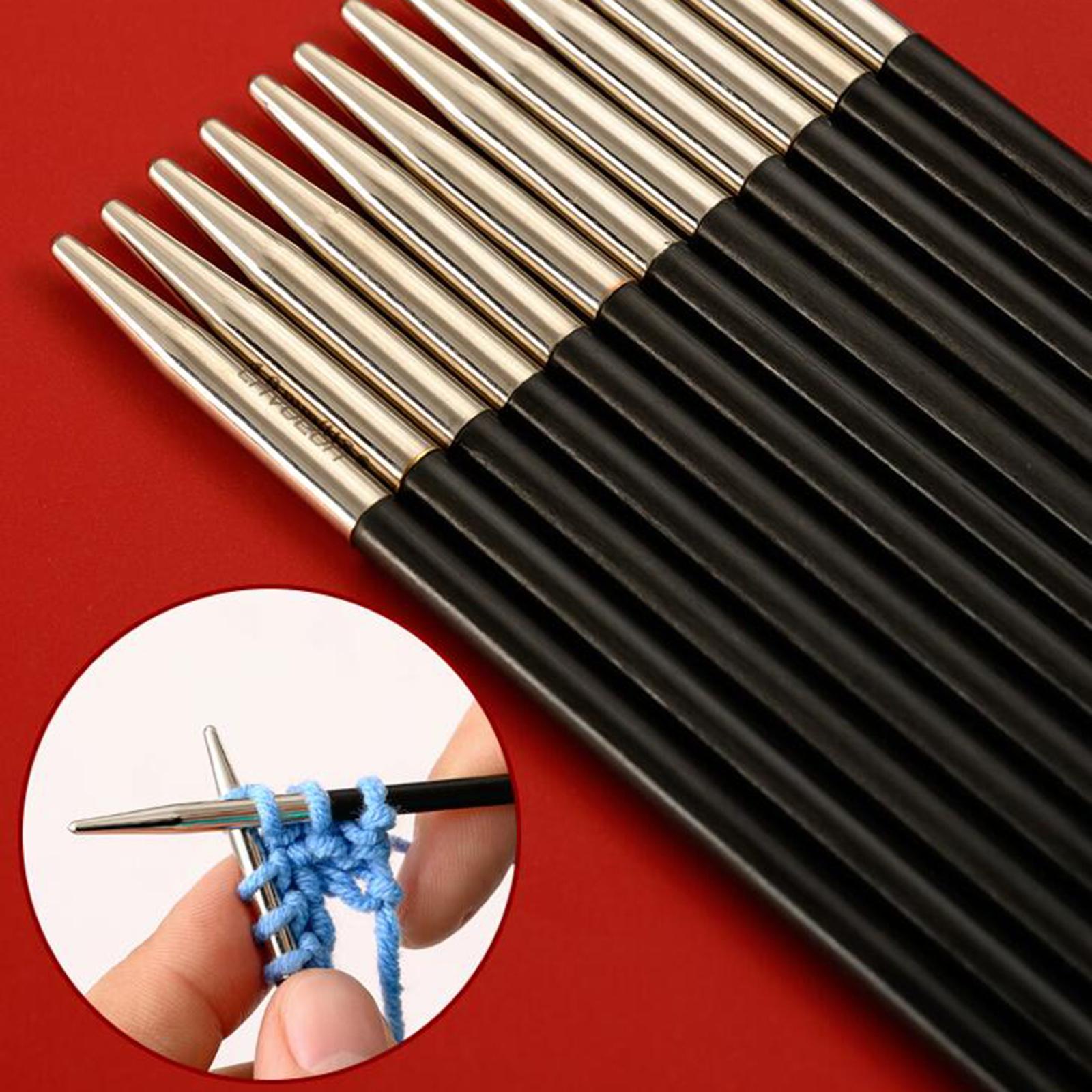 9 Sizes Double Point Straight Knitting Needles Sweater Weaving Needle 25cm