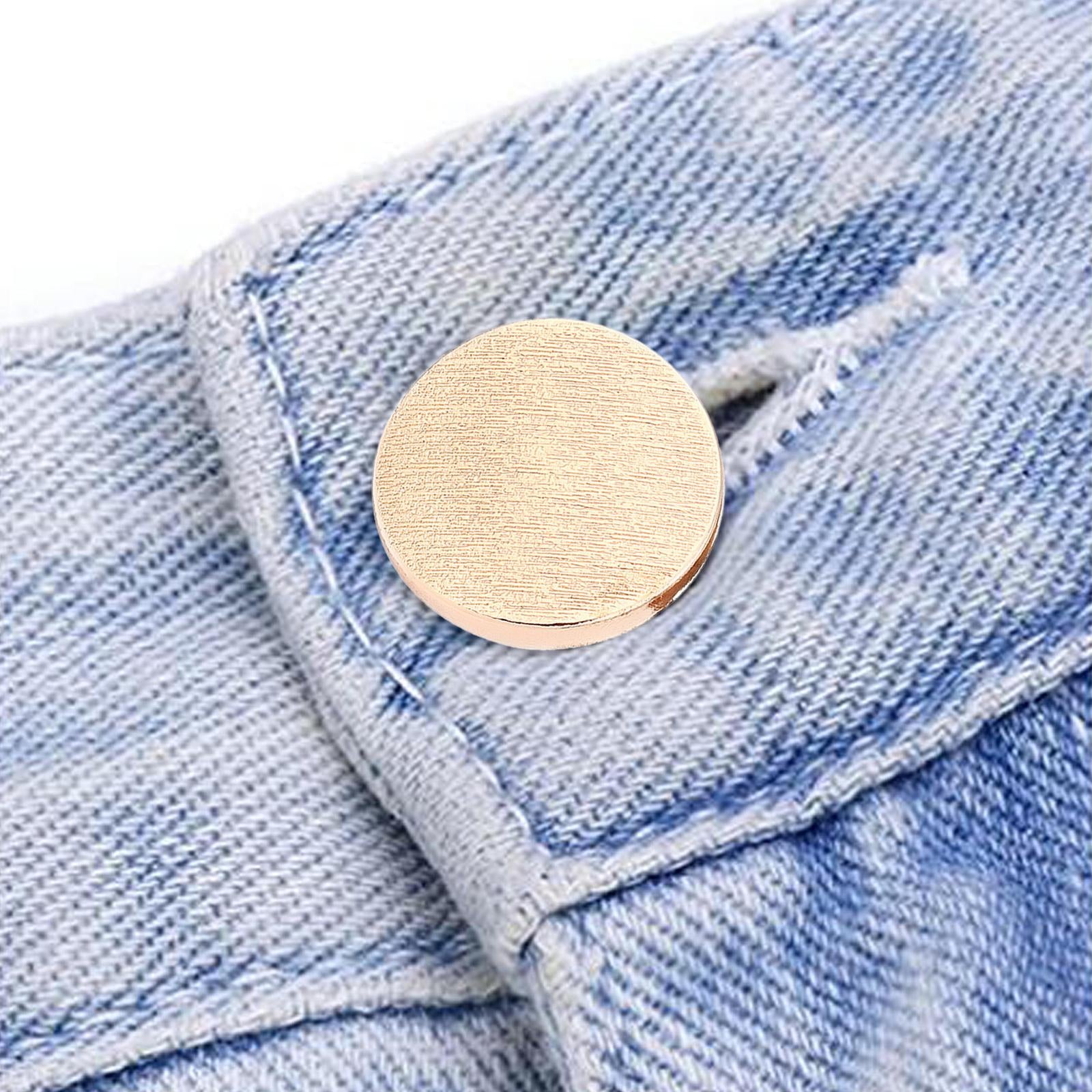 12x Button Pins for Jeans Adjustable No Sew Instant Pants Button Golden