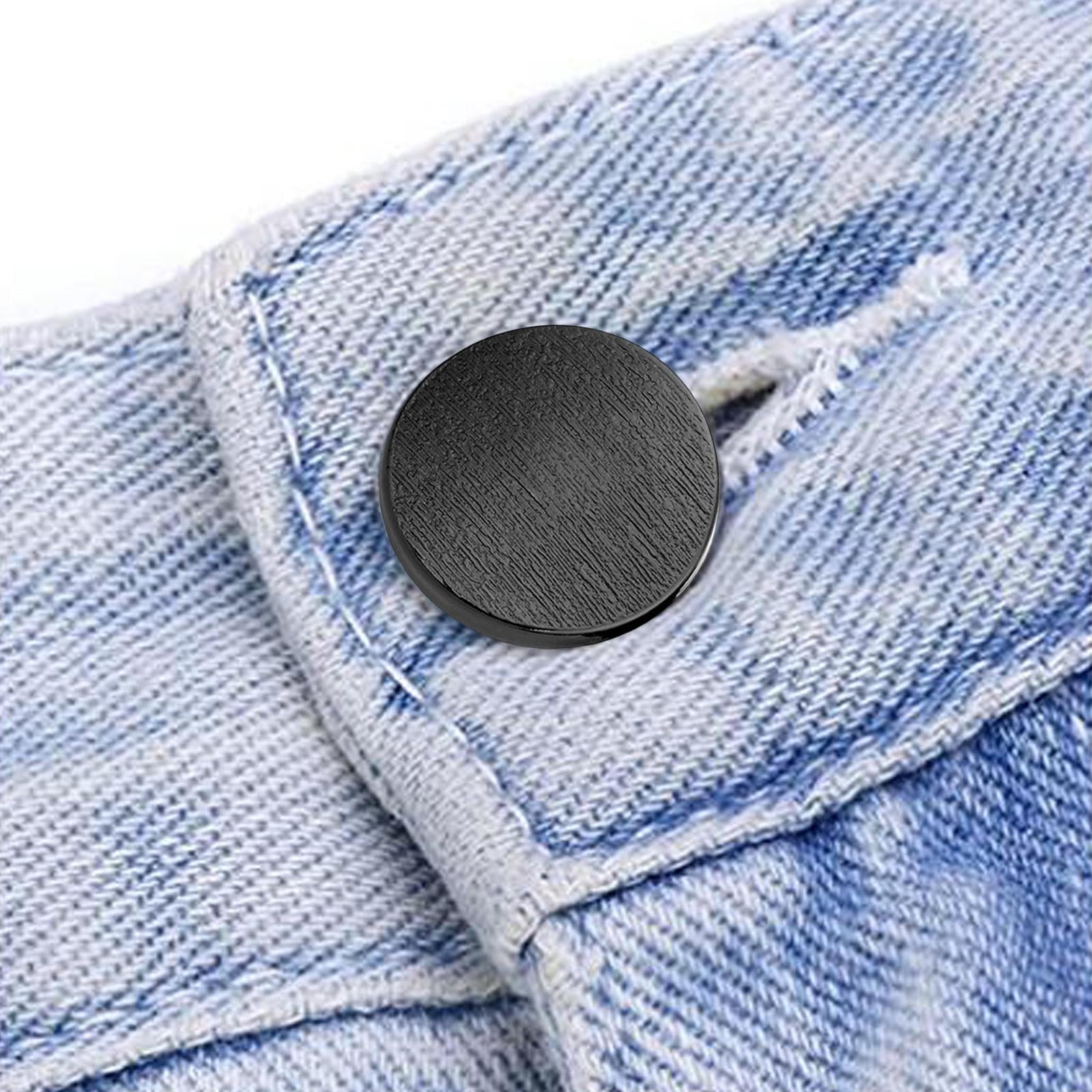12x Button Pins for Jeans Adjustable No Sew Instant Pants Button Gunblack