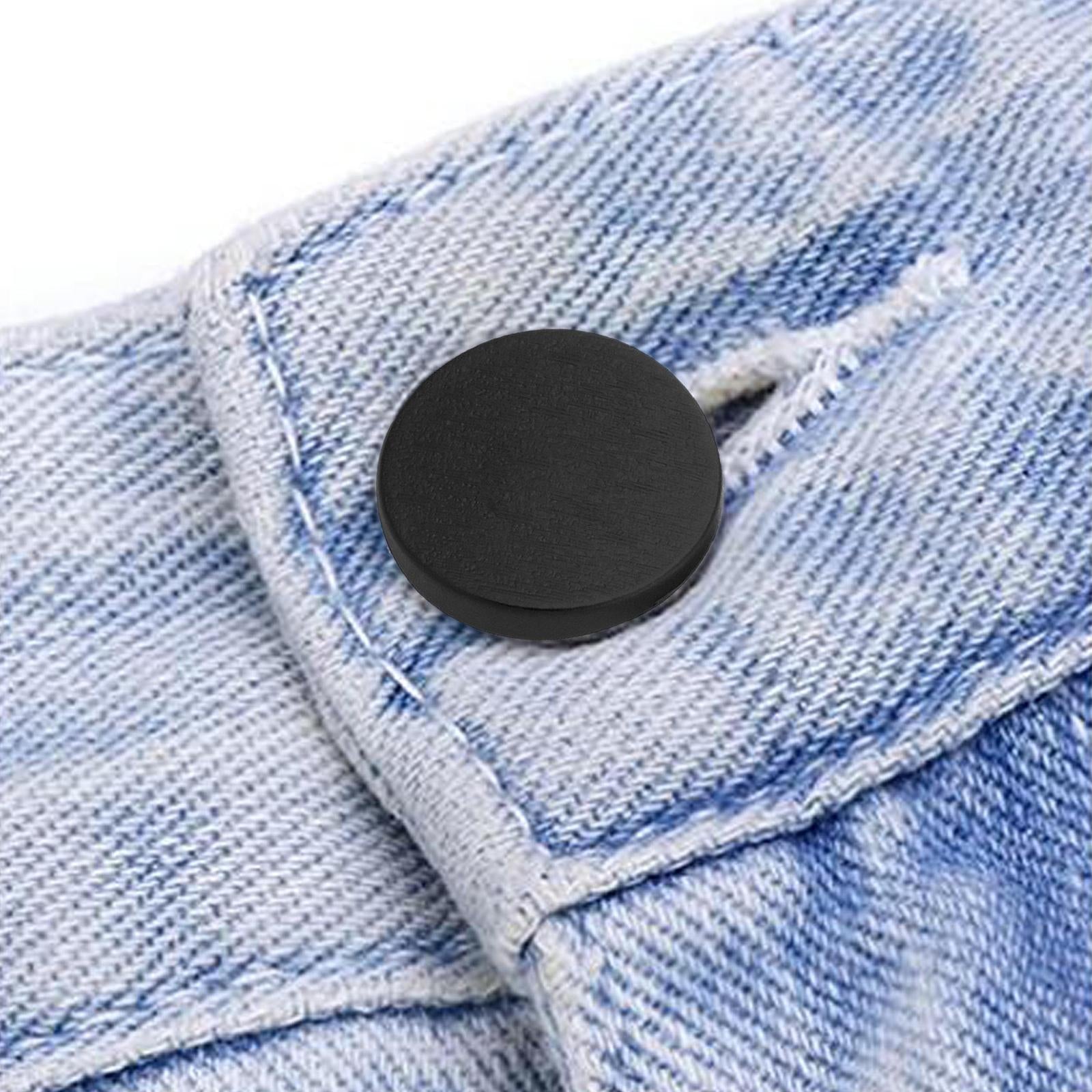 12x Button Pins for Jeans Adjustable No Sew Instant Pants Button Black