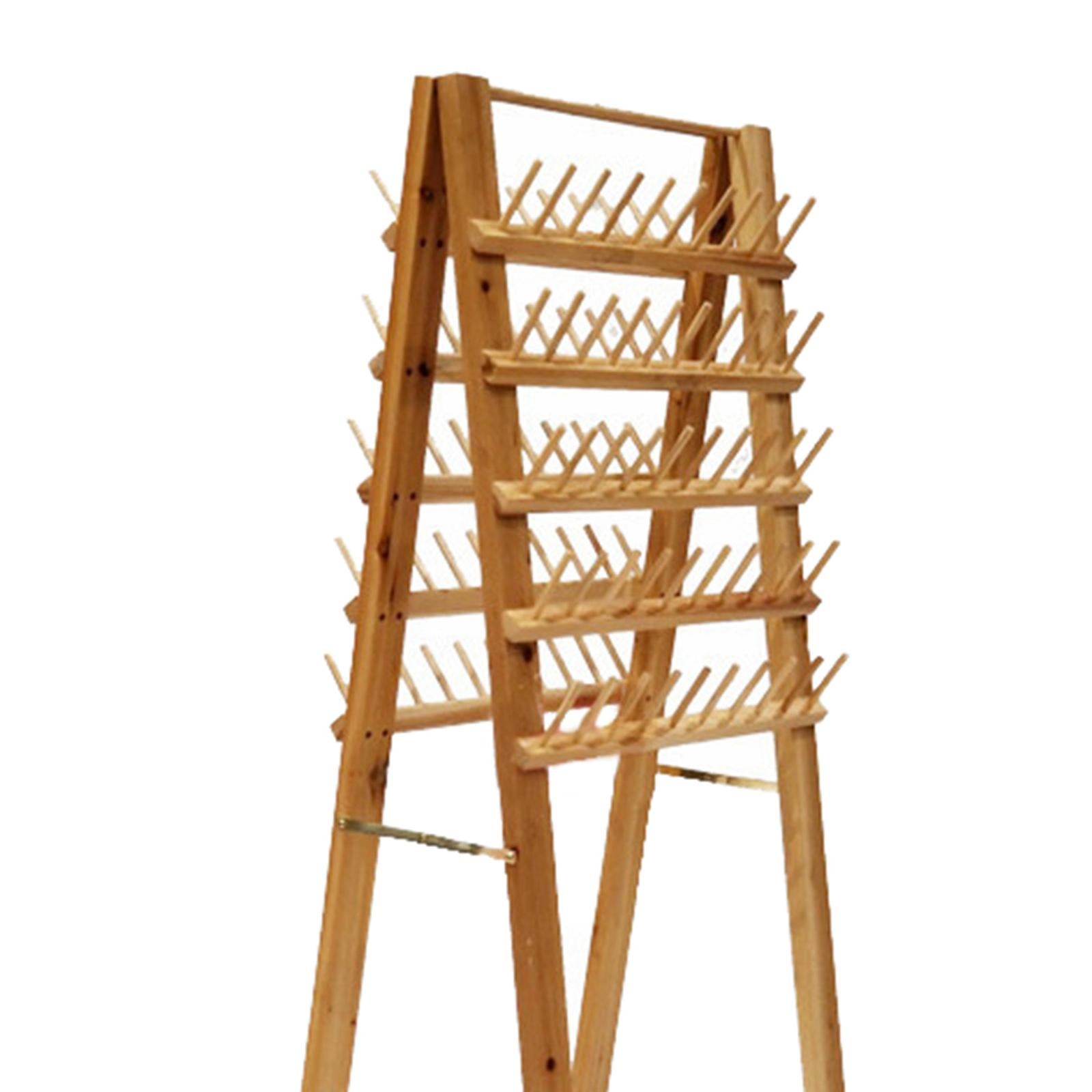 100 Spool Sewing Thread Rack Embroidery Cone Holder Wooden Wood color