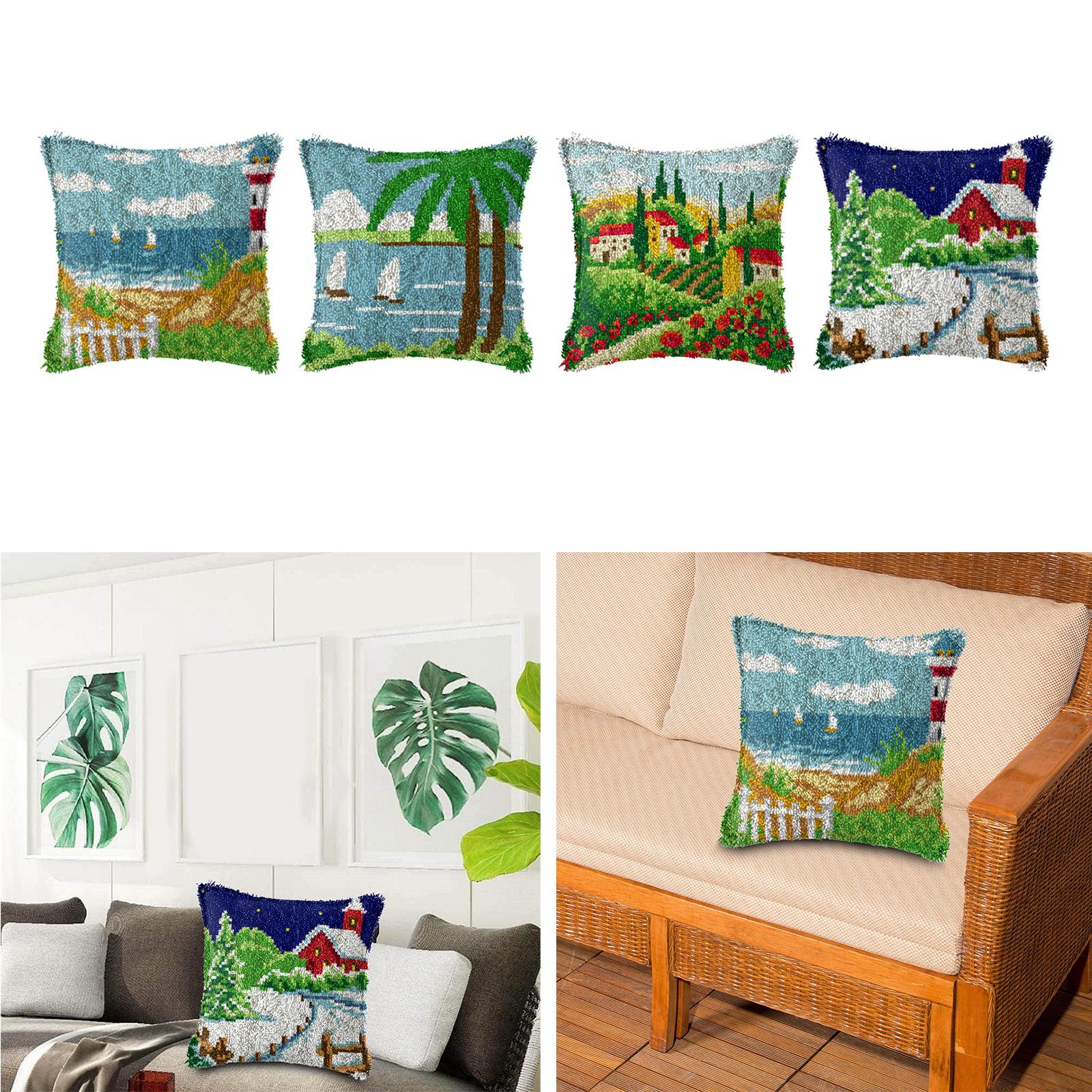 Latch Hook Embroidery Kits Cushion Needlework Blank Pillowcase Mesh Style 1