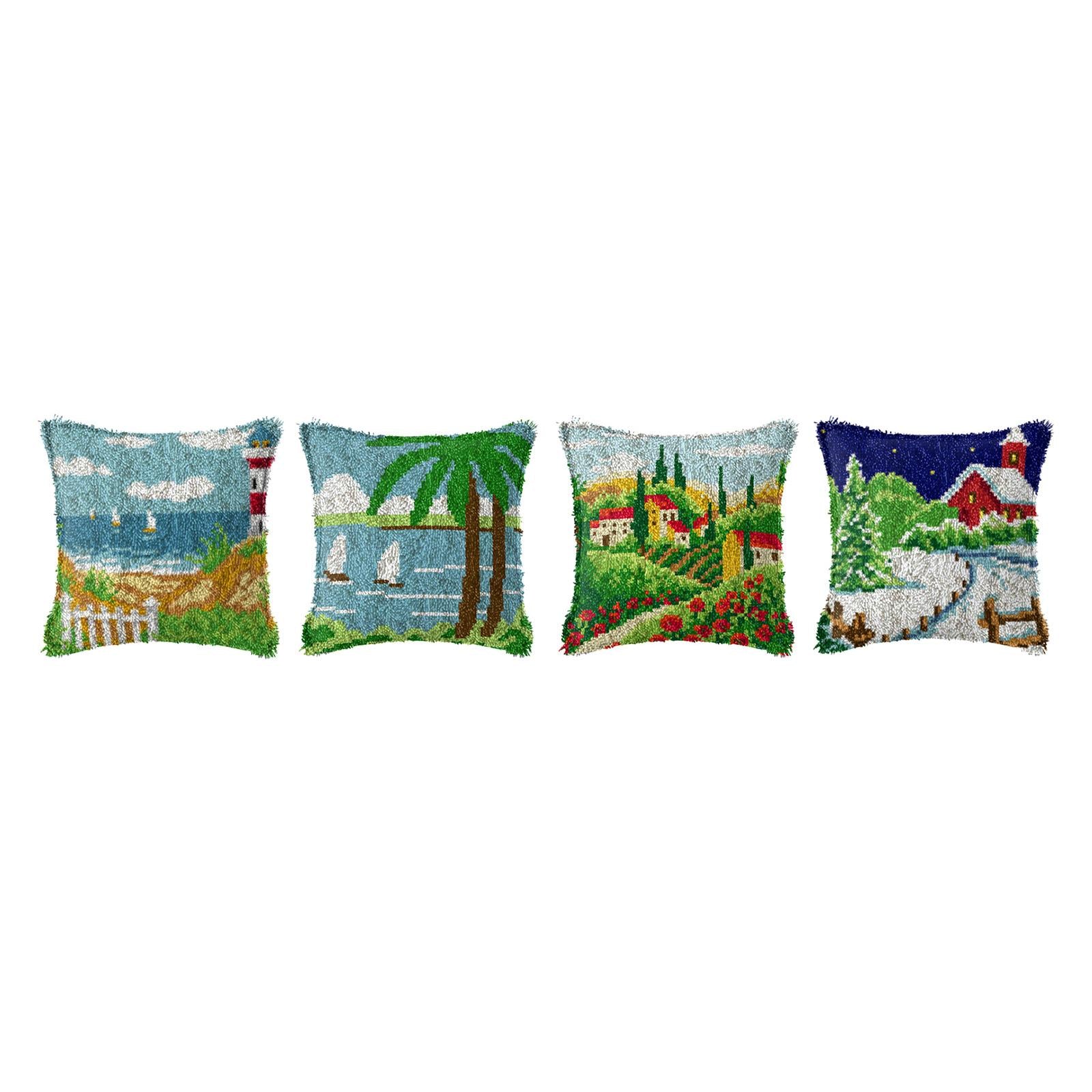 Latch Hook Embroidery Kits Cushion Needlework Blank Pillowcase Mesh Style 1