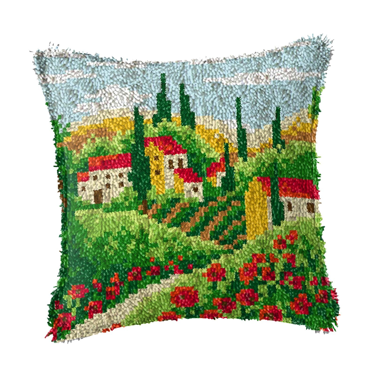 Latch Hook Embroidery Kits Cushion Needlework Blank Pillowcase Mesh Style 2
