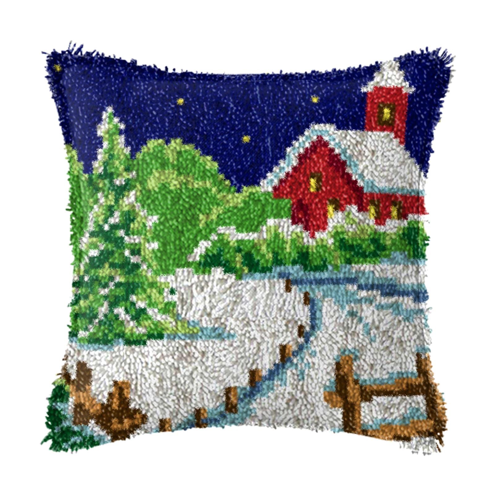 Latch Hook Embroidery Kits Cushion Needlework Blank Pillowcase Mesh Style 3