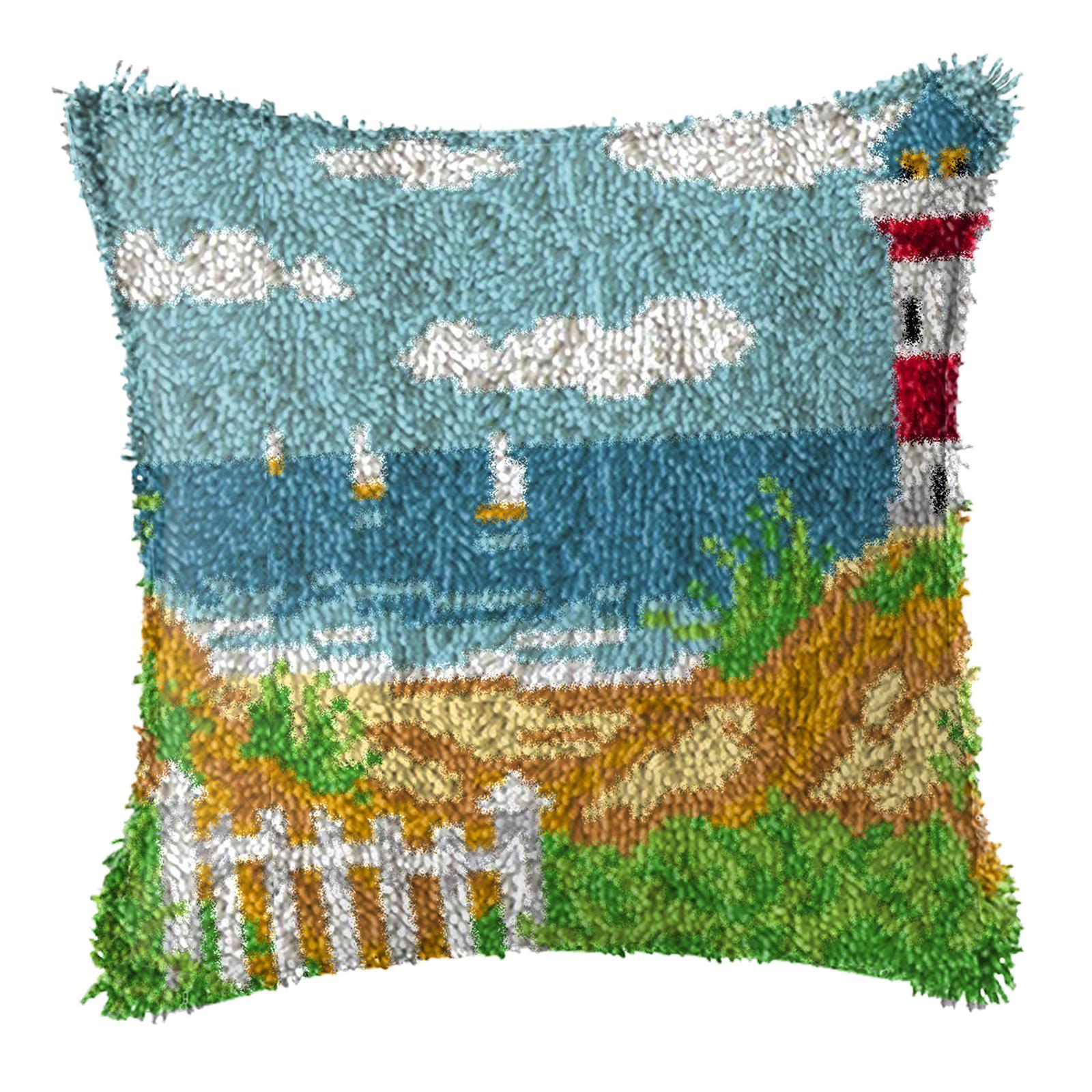 Latch Hook Embroidery Kits Cushion Needlework Blank Pillowcase Mesh Style 4