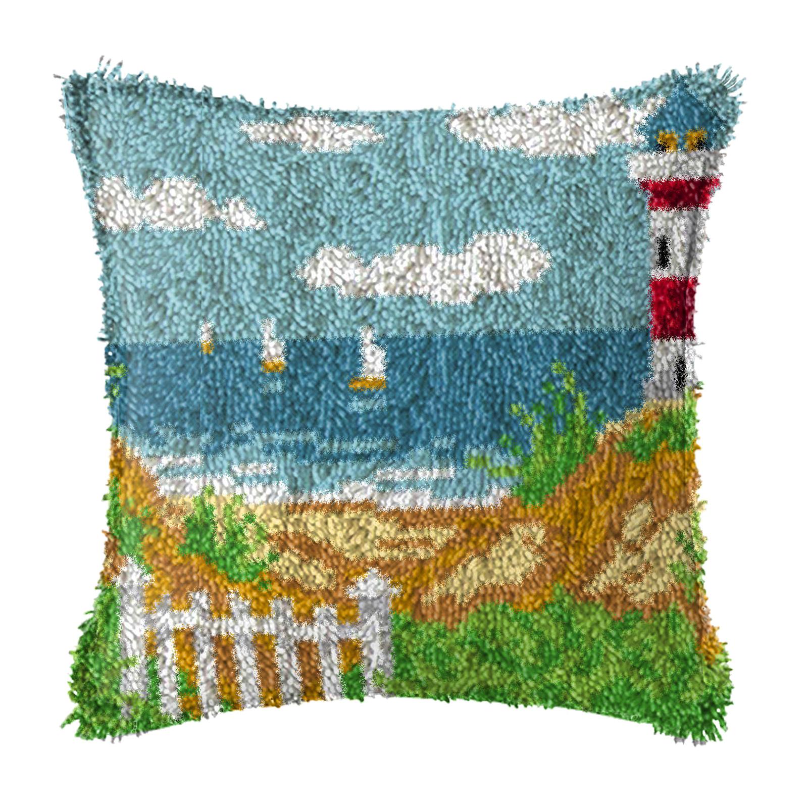 Latch Hook Embroidery Kits Cushion Needlework Blank Pillowcase Mesh Style 4