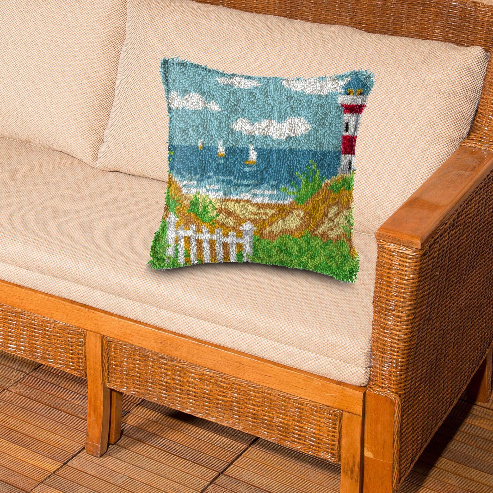 Latch Hook Embroidery Kits Cushion Needlework Blank Pillowcase Mesh Style 4