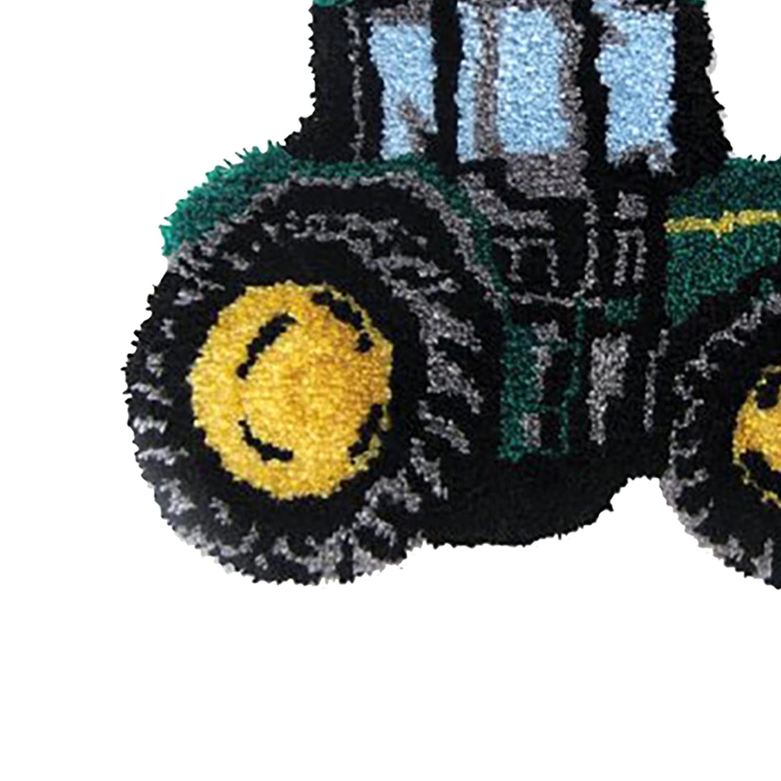 Latch Hook Embroidery Kits Cushion Blank Pillowcase DIY Craft Dark green car