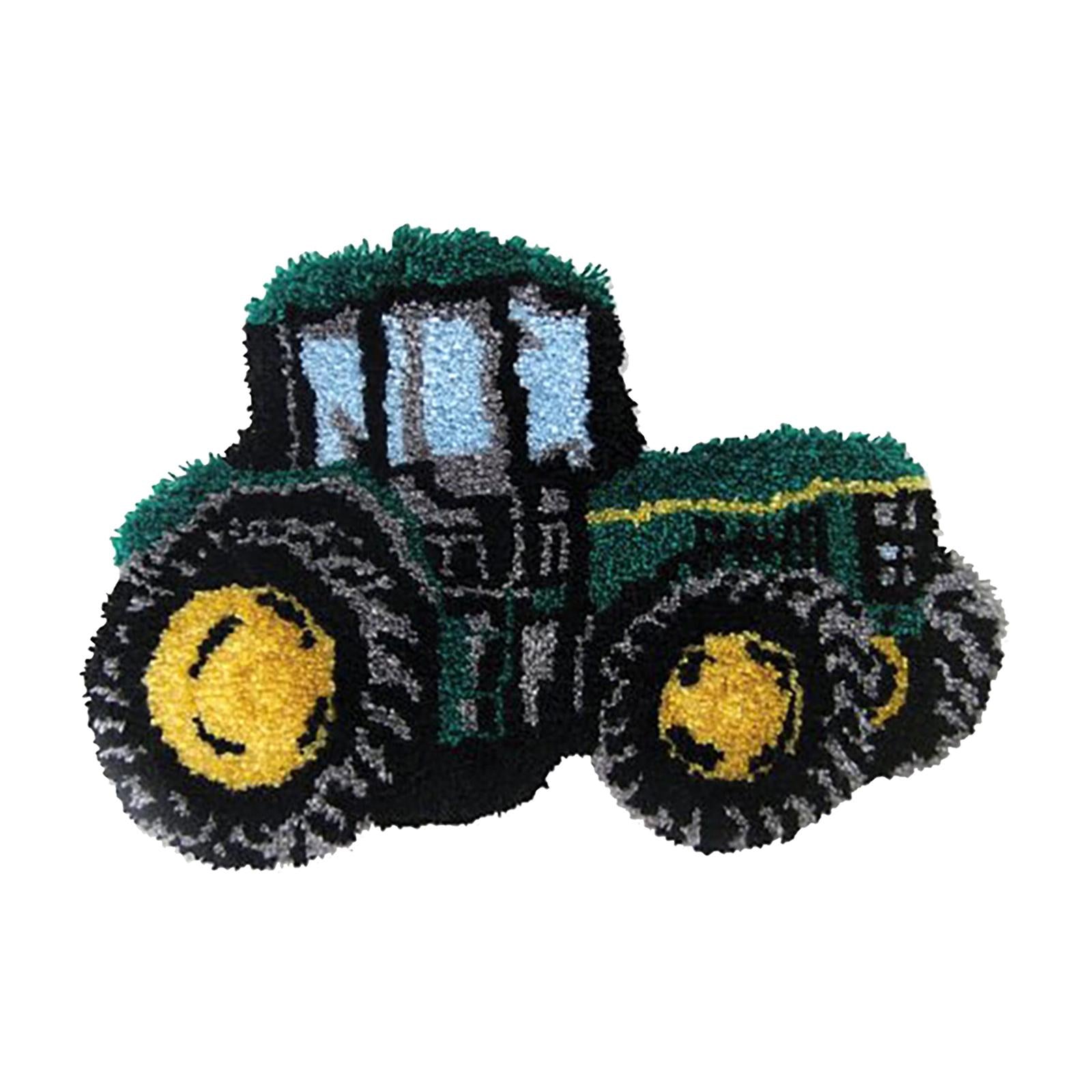 Latch Hook Embroidery Kits Cushion Blank Pillowcase DIY Craft Dark green car