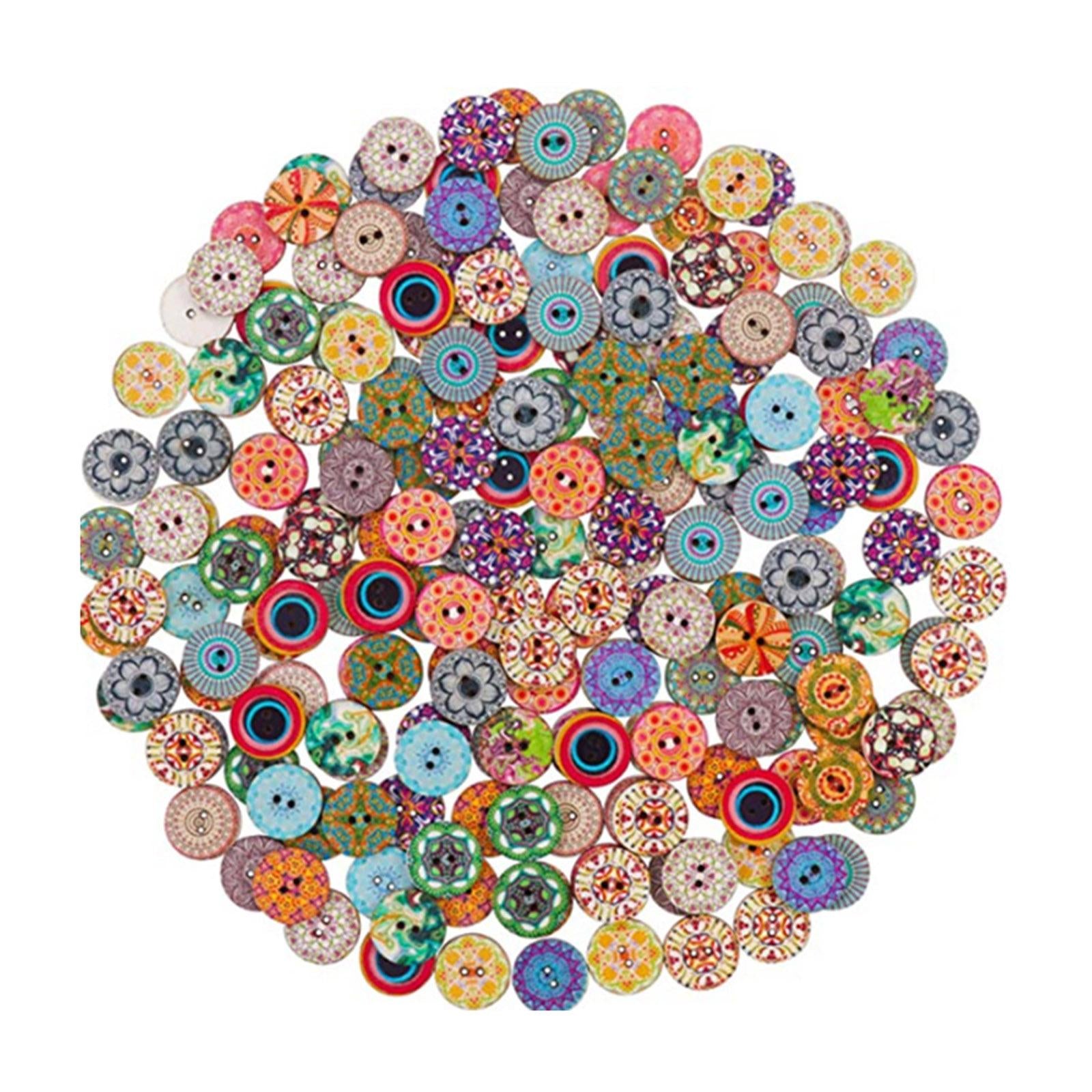 Round Wooden Buttons for Crafts Sewing Bulk Assorted Buttons Clothes Decor