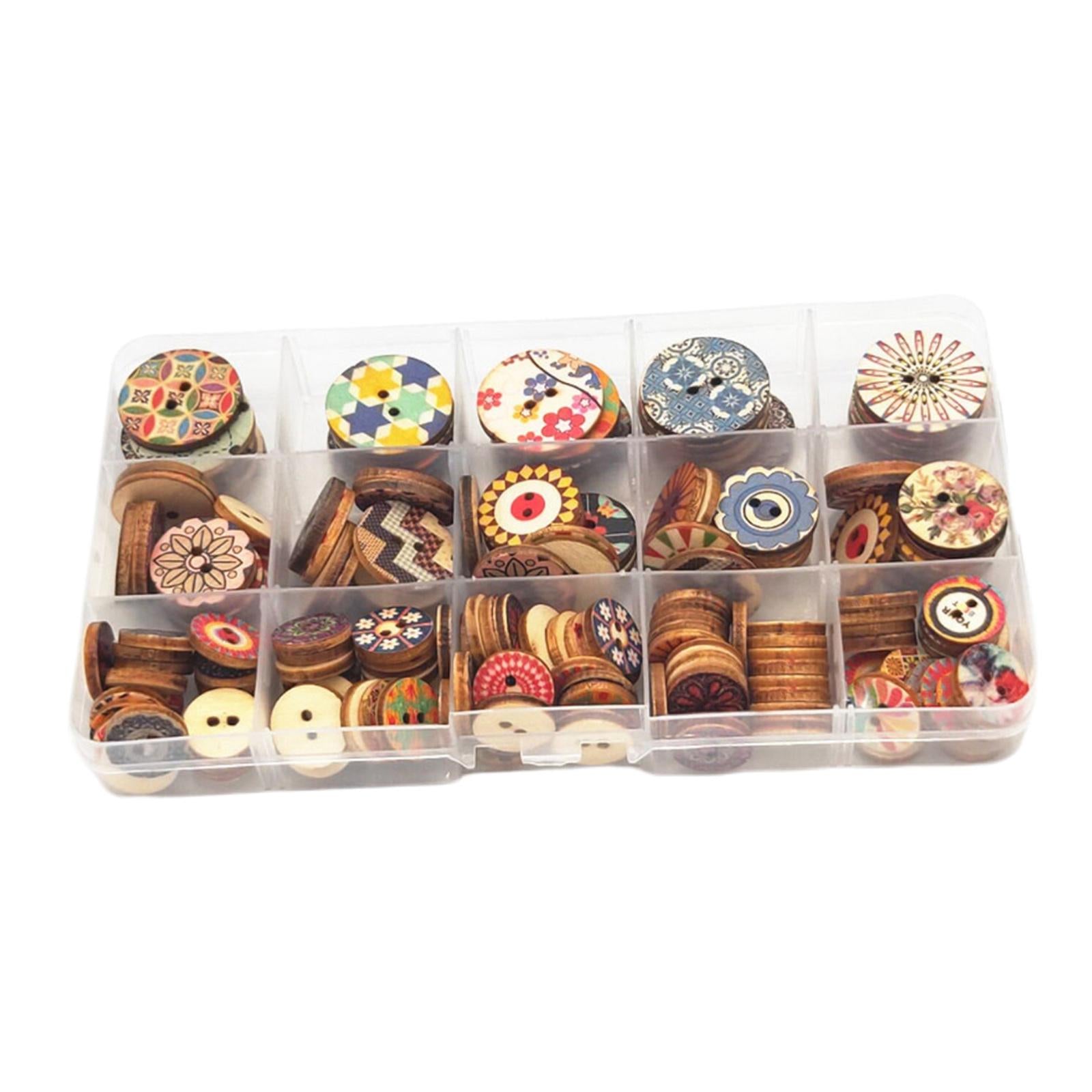 Round Wooden Buttons for Crafts Sewing Bulk Assorted Buttons Clothes Decor