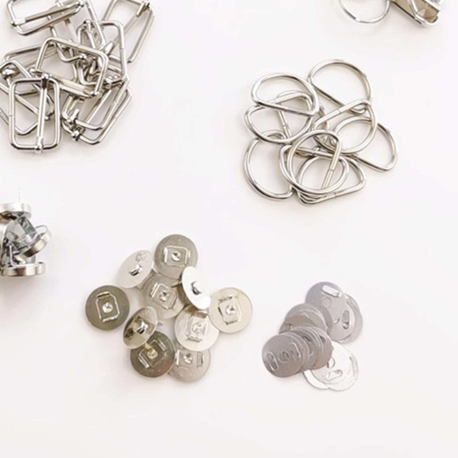 Metal Bulk D Rings Slide Buckles Magnetic Button Snaps Key Fob Set Handbag