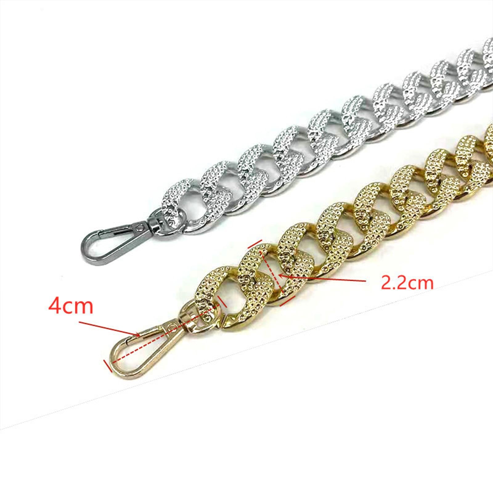 3x Metal Purse Chain Strap 38cm DIY Clutch Tote Bag Straps Extender Golden