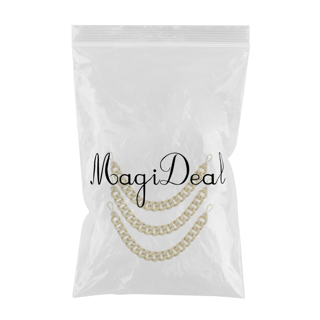 3x Metal Purse Chain Strap 38cm DIY Clutch Tote Bag Straps Extender Golden