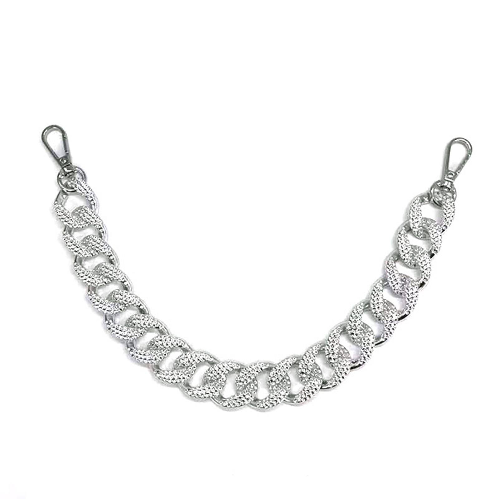 3x Metal Purse Chain Strap 38cm DIY Clutch Tote Bag Straps Extender Silver