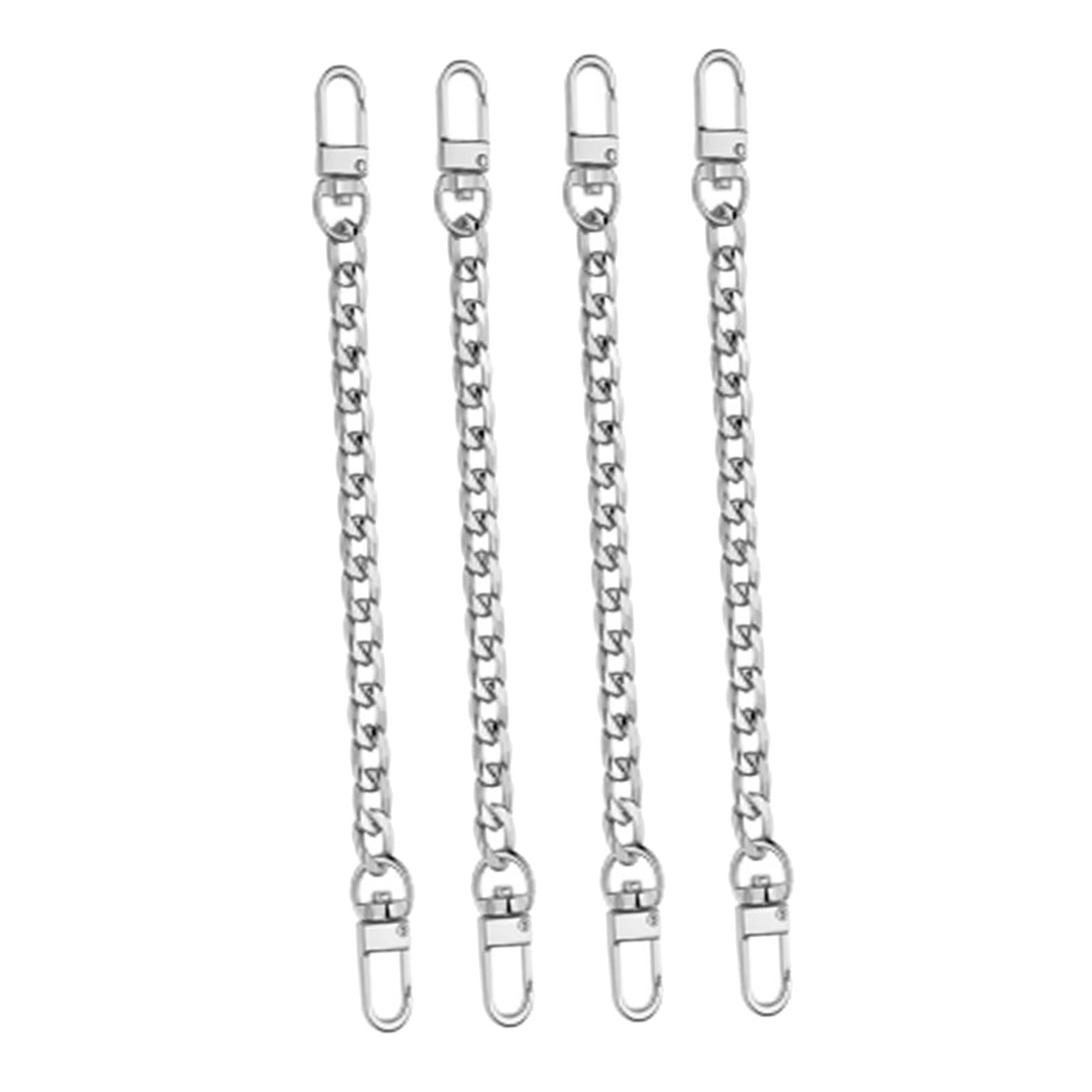 4Pieces Metal Flat Chain & Purse Strap Extender / Chain Strap Accessory Silver