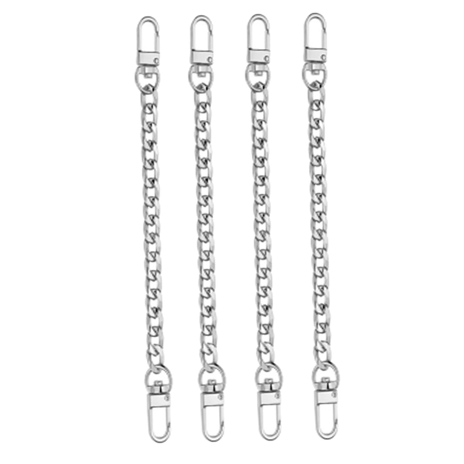 4Pieces Metal Flat Chain & Purse Strap Extender / Chain Strap Accessory Silver