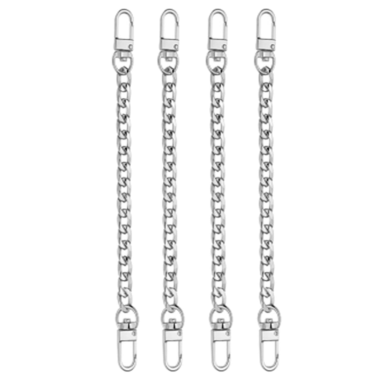 4Pieces Metal Flat Chain & Purse Strap Extender / Chain Strap Accessory Silver