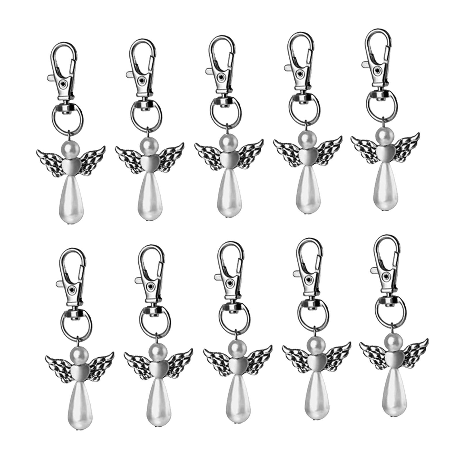 10x Angel Keychain Cherub Key Chains Baby Shower Cards Keyring Jewelry White