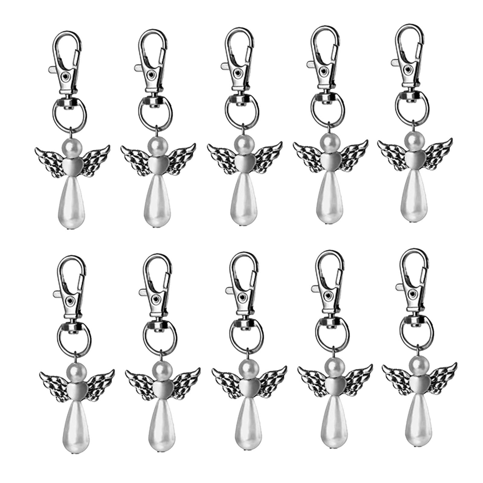 10x Angel Keychain Cherub Key Chains Baby Shower Cards Keyring Jewelry White