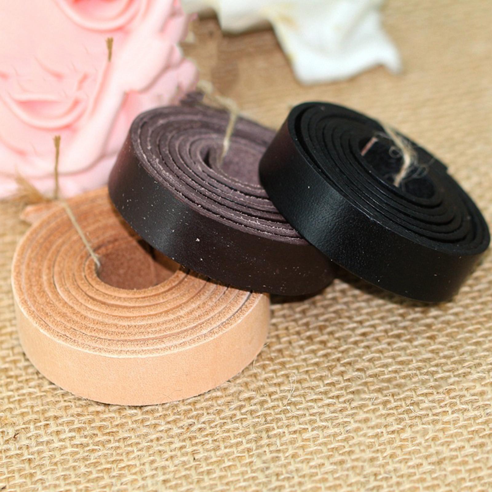 PU Leather Strips 2cm Wide 180cm Long Straps Crafting Sewing Keychain Belt Black