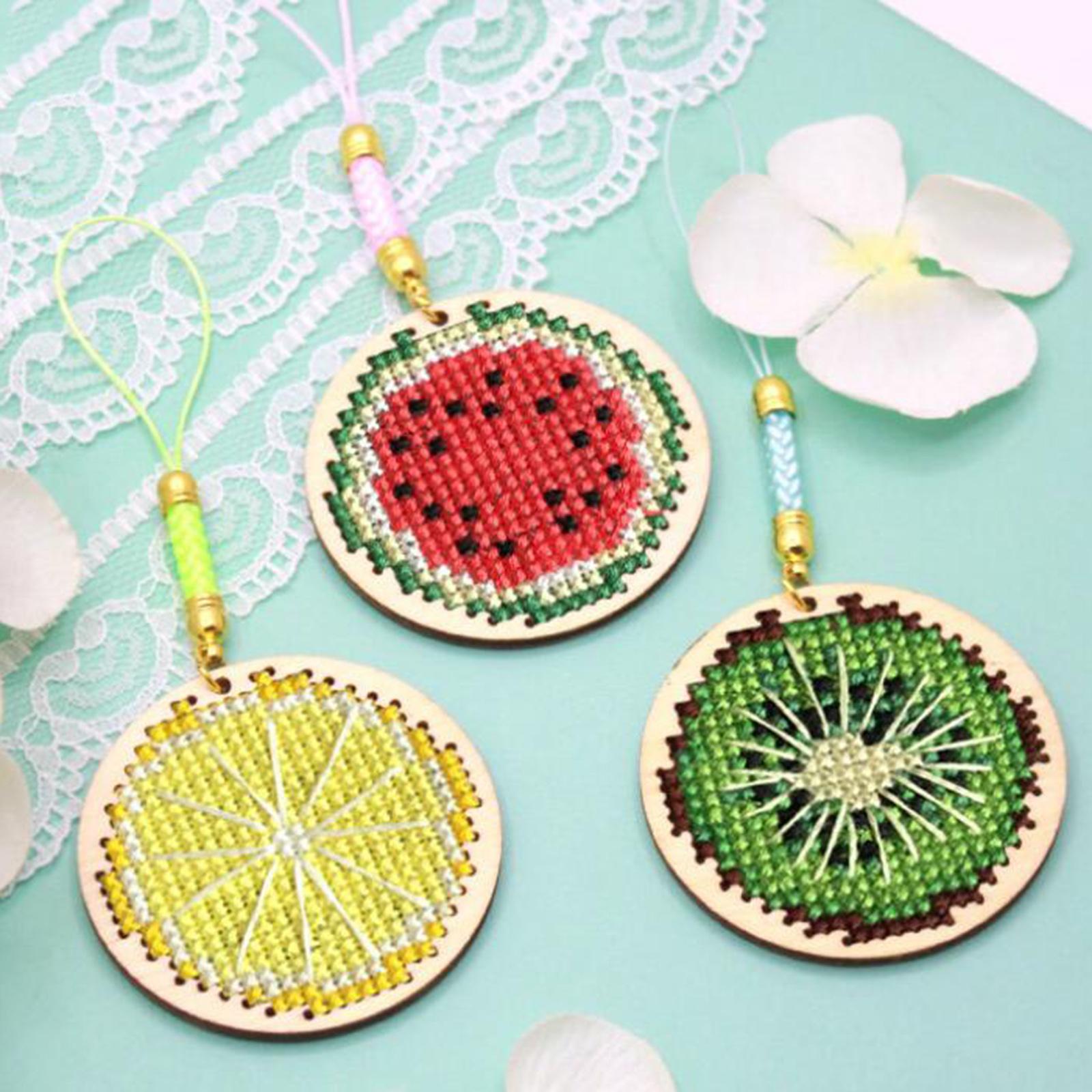 30x Cross Stitch Pendant Blank Wooden for Counted Embroidery 7.7x7CM Heart