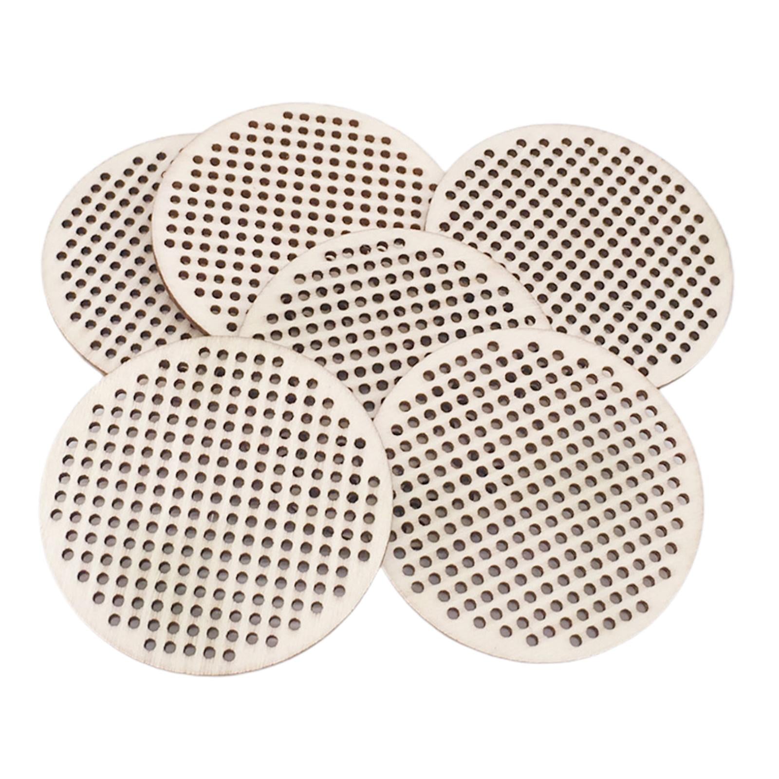 30x Cross Stitch Pendant Blank Wooden for Counted Embroidery 6.5CM Round