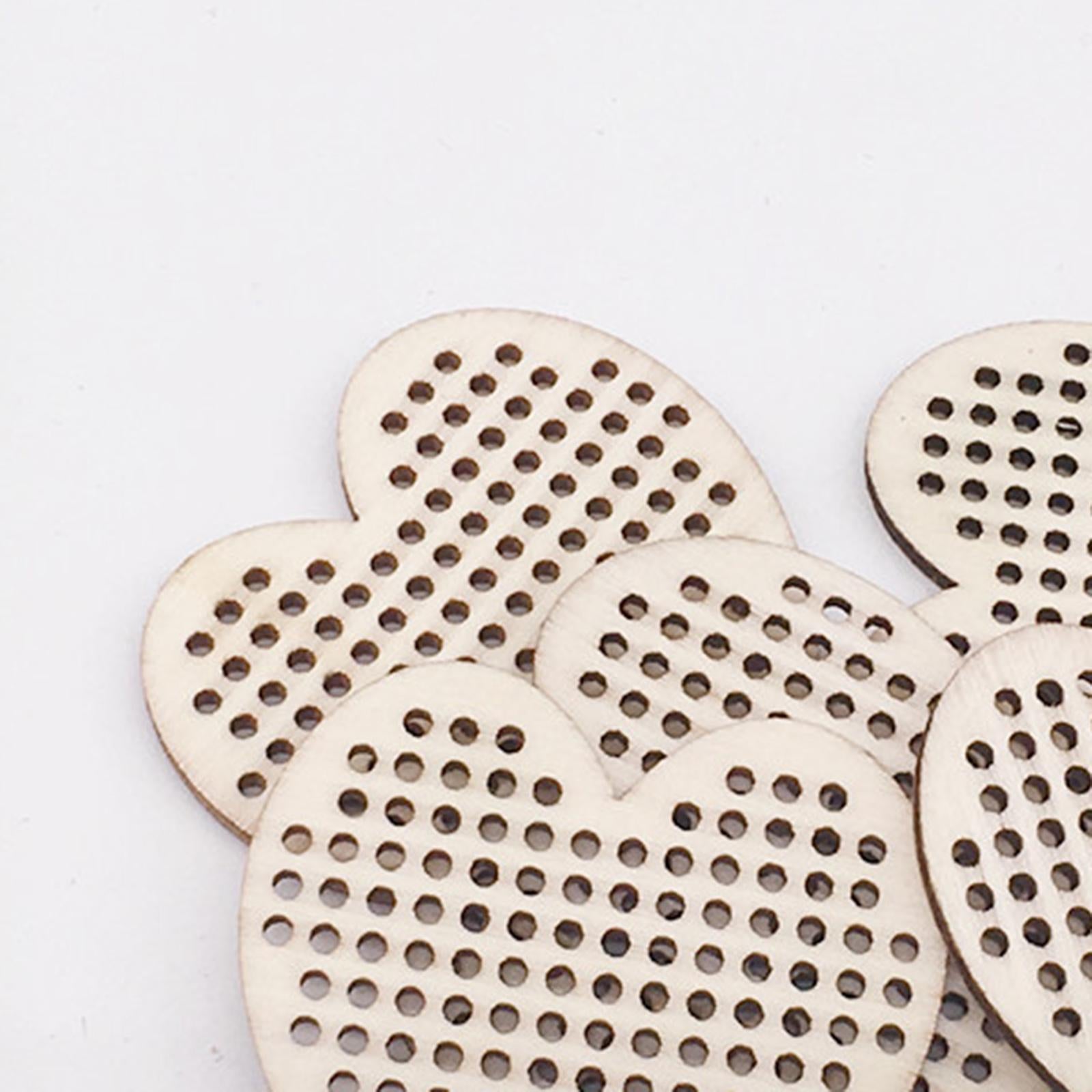 30x Cross Stitch Pendant Blank Wooden for Counted Embroidery 5CM Heart