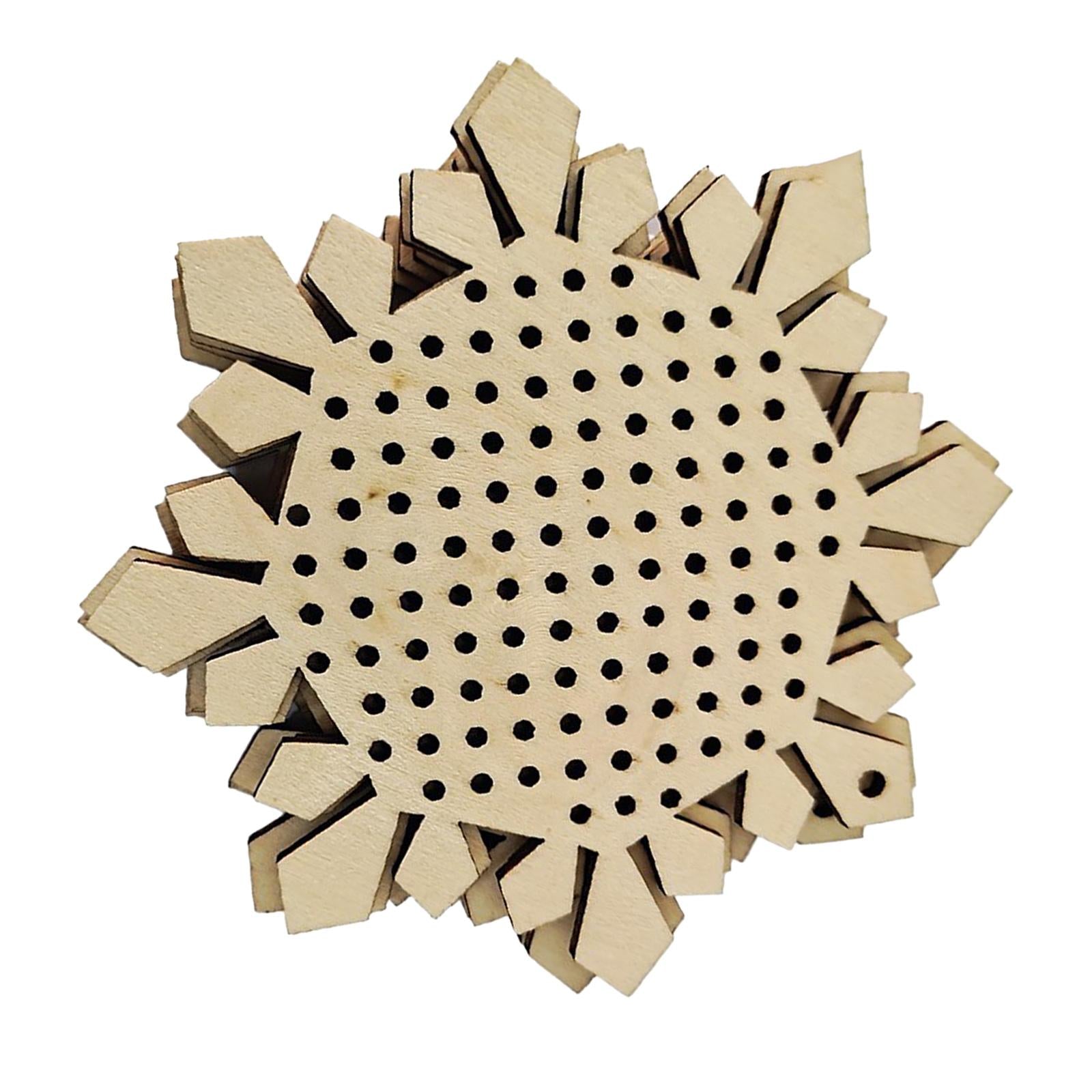 12Pcs Cross Stitch Pendant Blank Wood Shapes for Handmade Embroidery Style 1