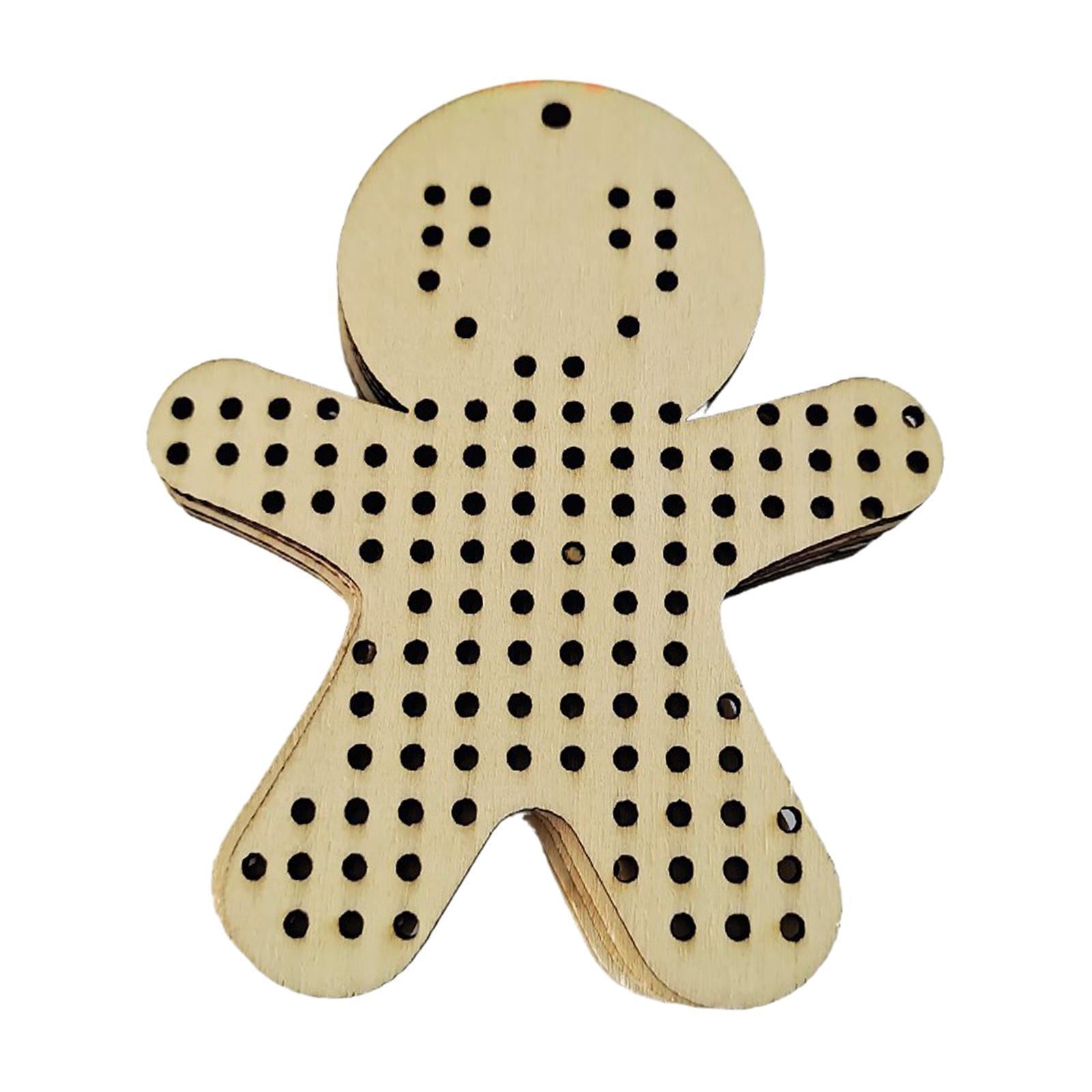 12Pcs Cross Stitch Pendant Blank Wood Shapes for Handmade Embroidery Style 2