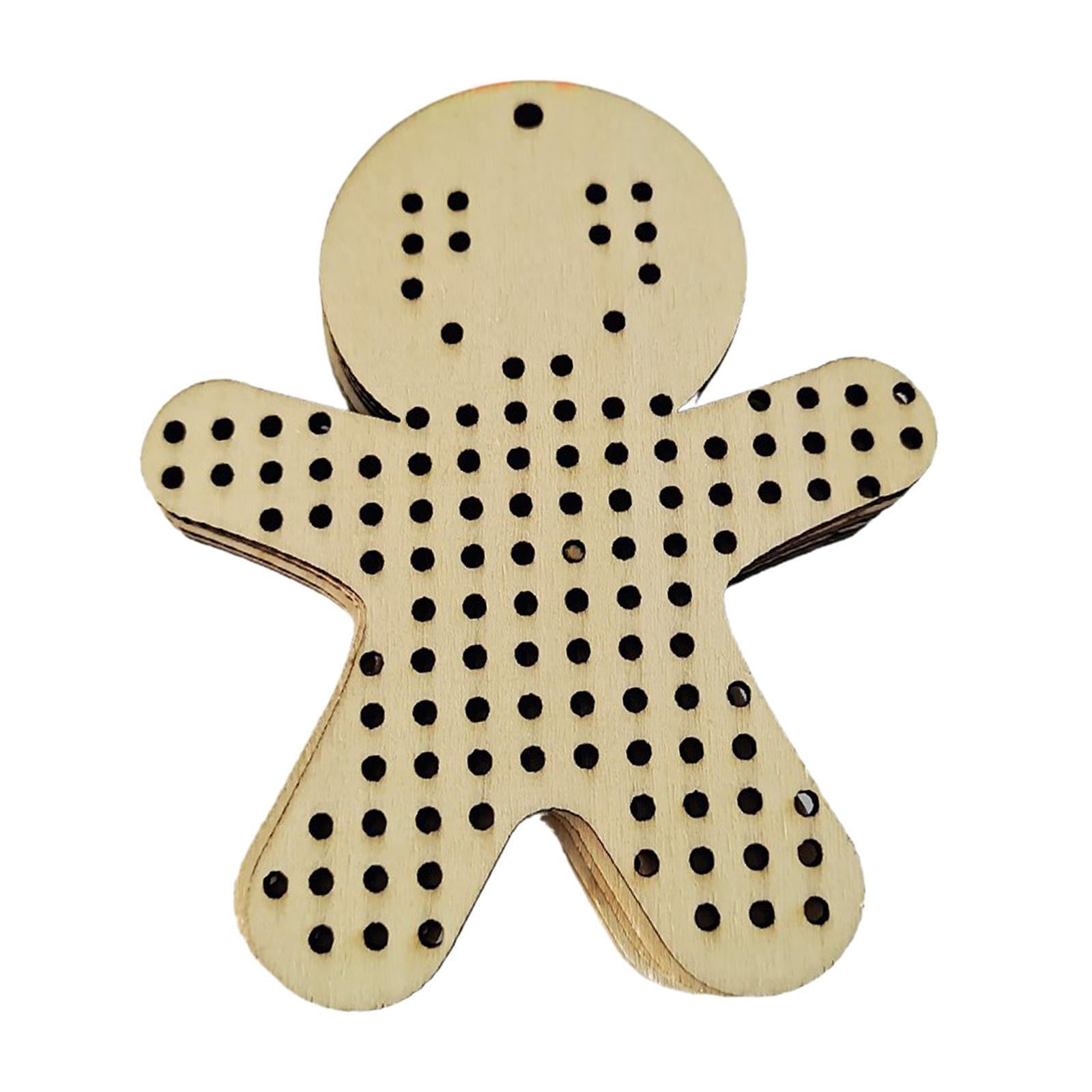 12Pcs Cross Stitch Pendant Blank Wood Shapes for Handmade Embroidery Style 2