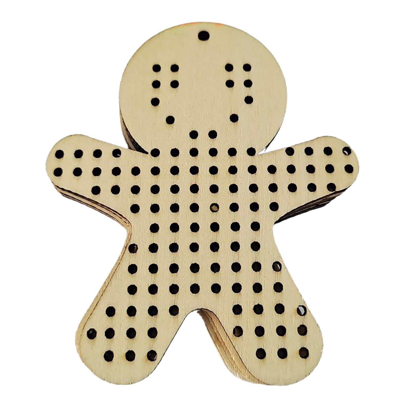 12Pcs Cross Stitch Pendant Blank Wood Shapes for Handmade Embroidery Style 2