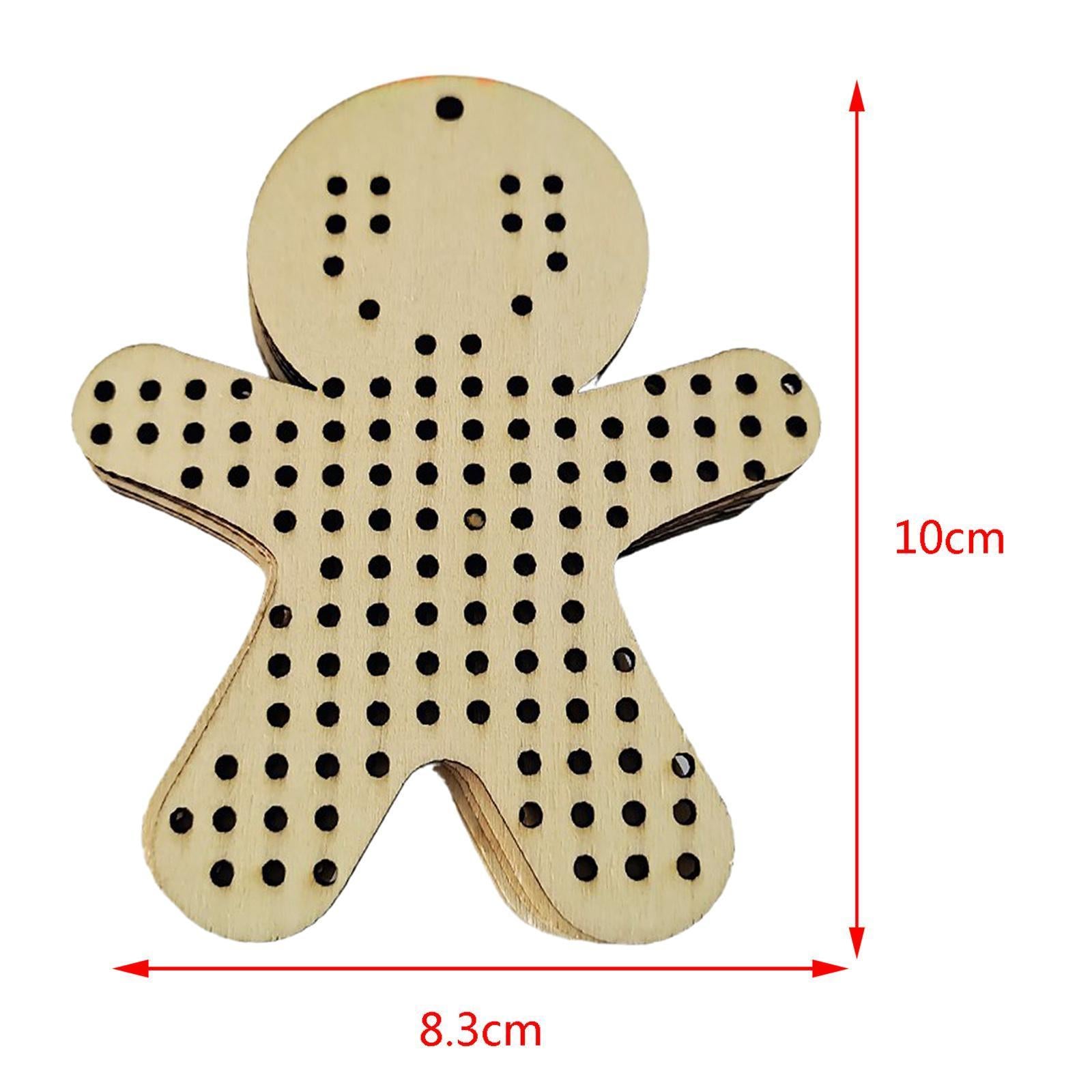 12Pcs Cross Stitch Pendant Blank Wood Shapes for Handmade Embroidery Style 2