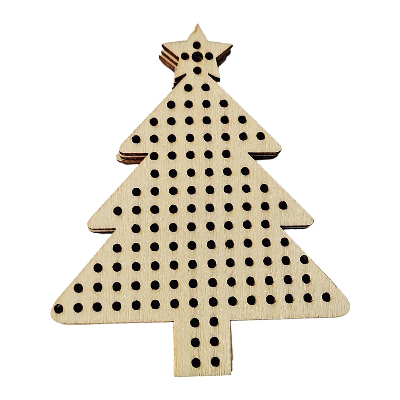 12Pcs Cross Stitch Pendant Blank Wood Shapes for Handmade Embroidery Style 3