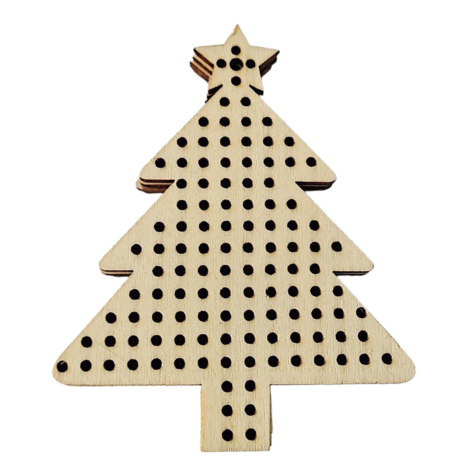 12Pcs Cross Stitch Pendant Blank Wood Shapes for Handmade Embroidery Style 3