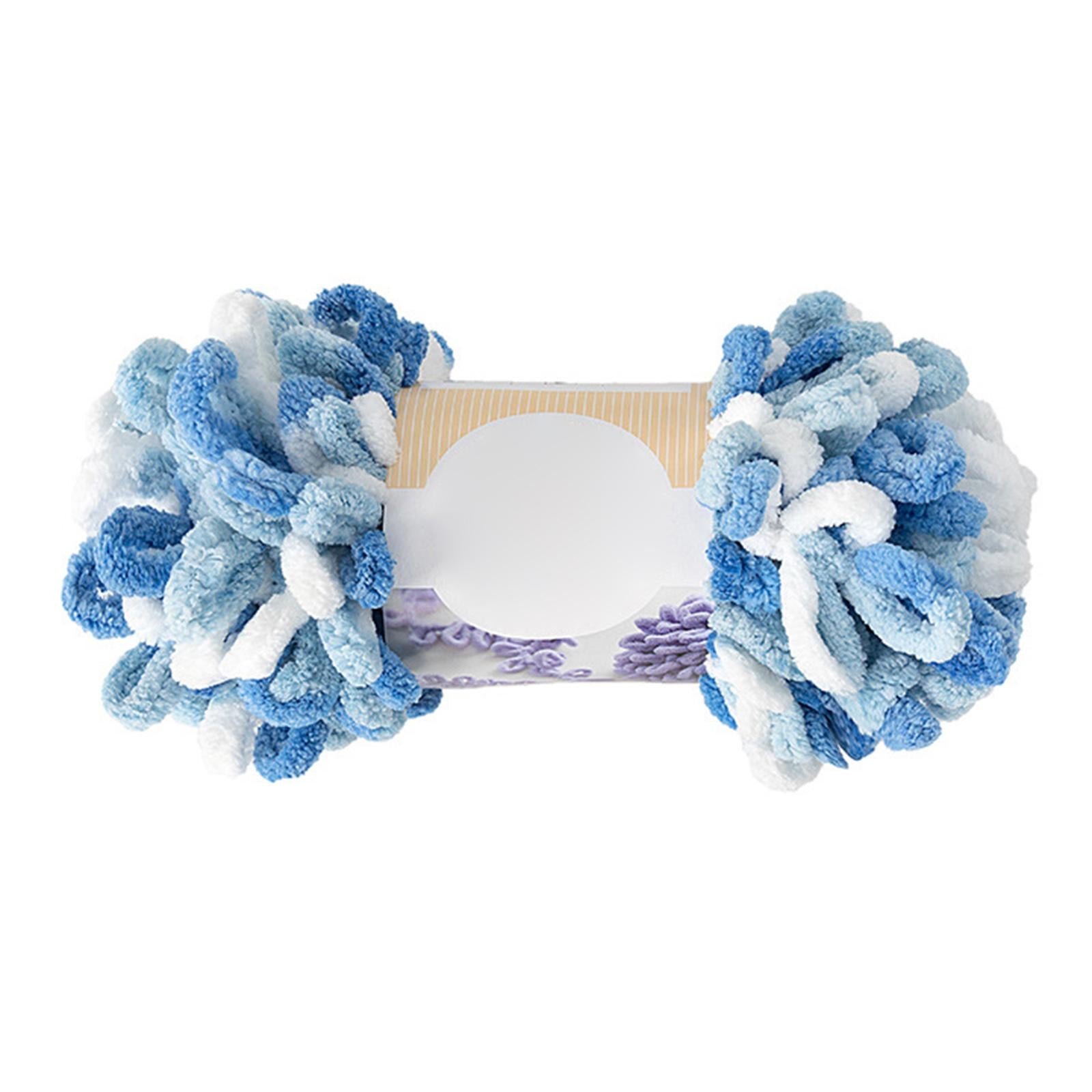3 pieces Finger Loops Yarn Knit Skein Scarf Making Blanket Blue and white