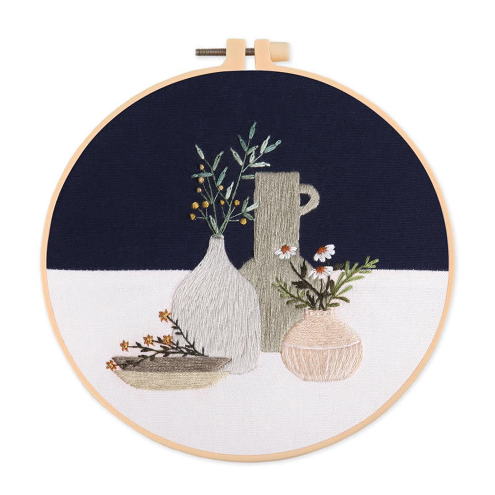 Set of 4 Beginners Embroidery Kit Cross Stitch with Hoop Beautiful Pattern