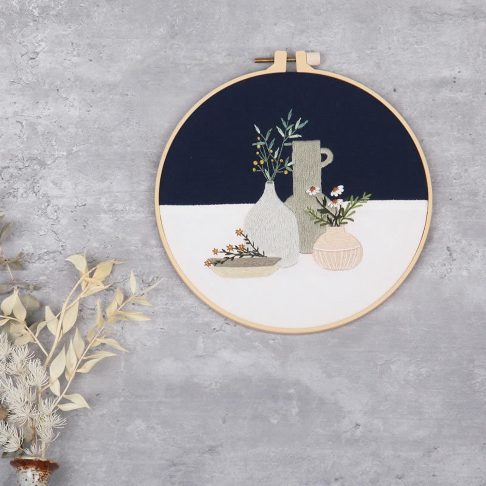 Set of 4 Beginners Embroidery Kit Cross Stitch with Hoop Beautiful Pattern
