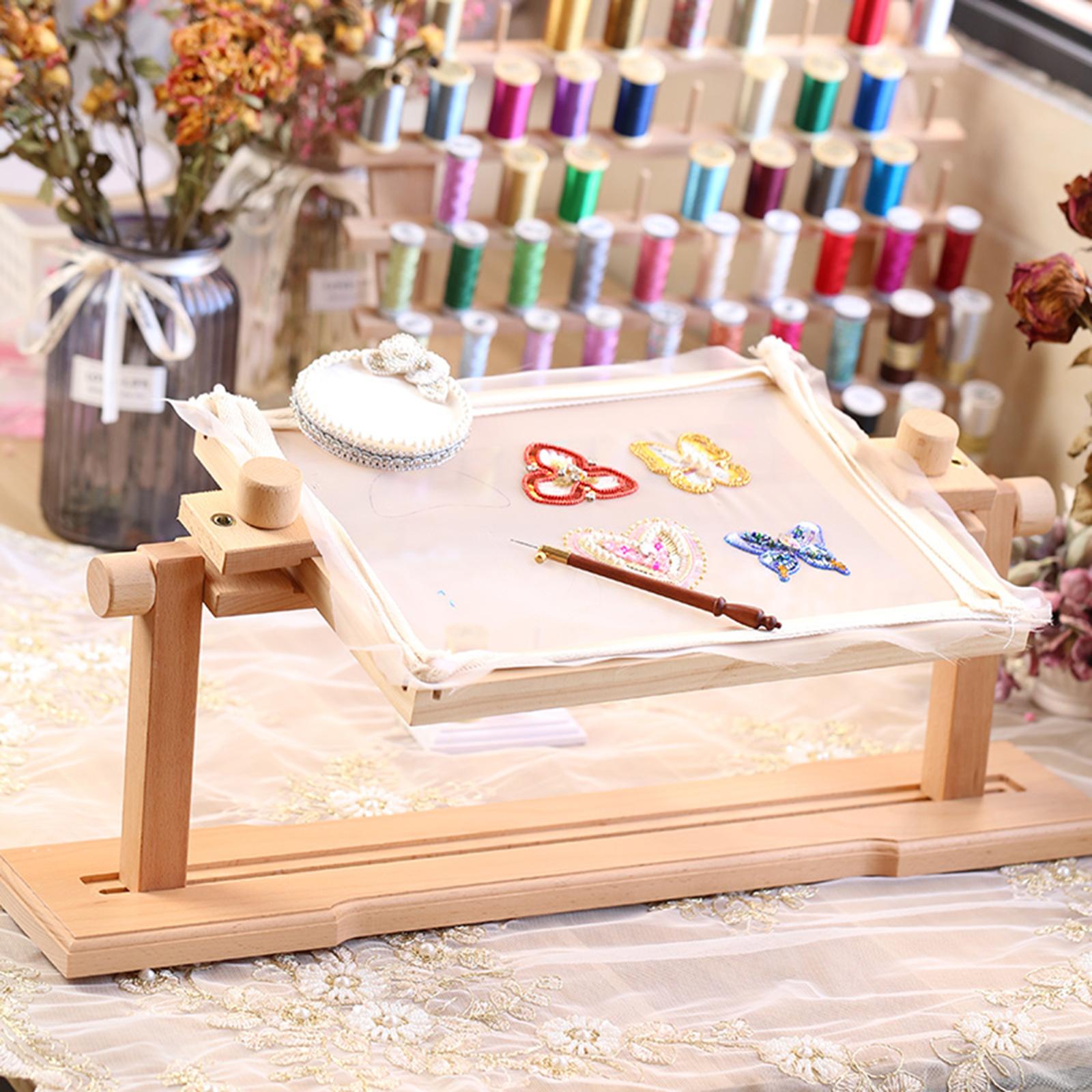 Wooden Tapestry Scroll Cross Stitching Embroidery Needlepoint Frame Holder