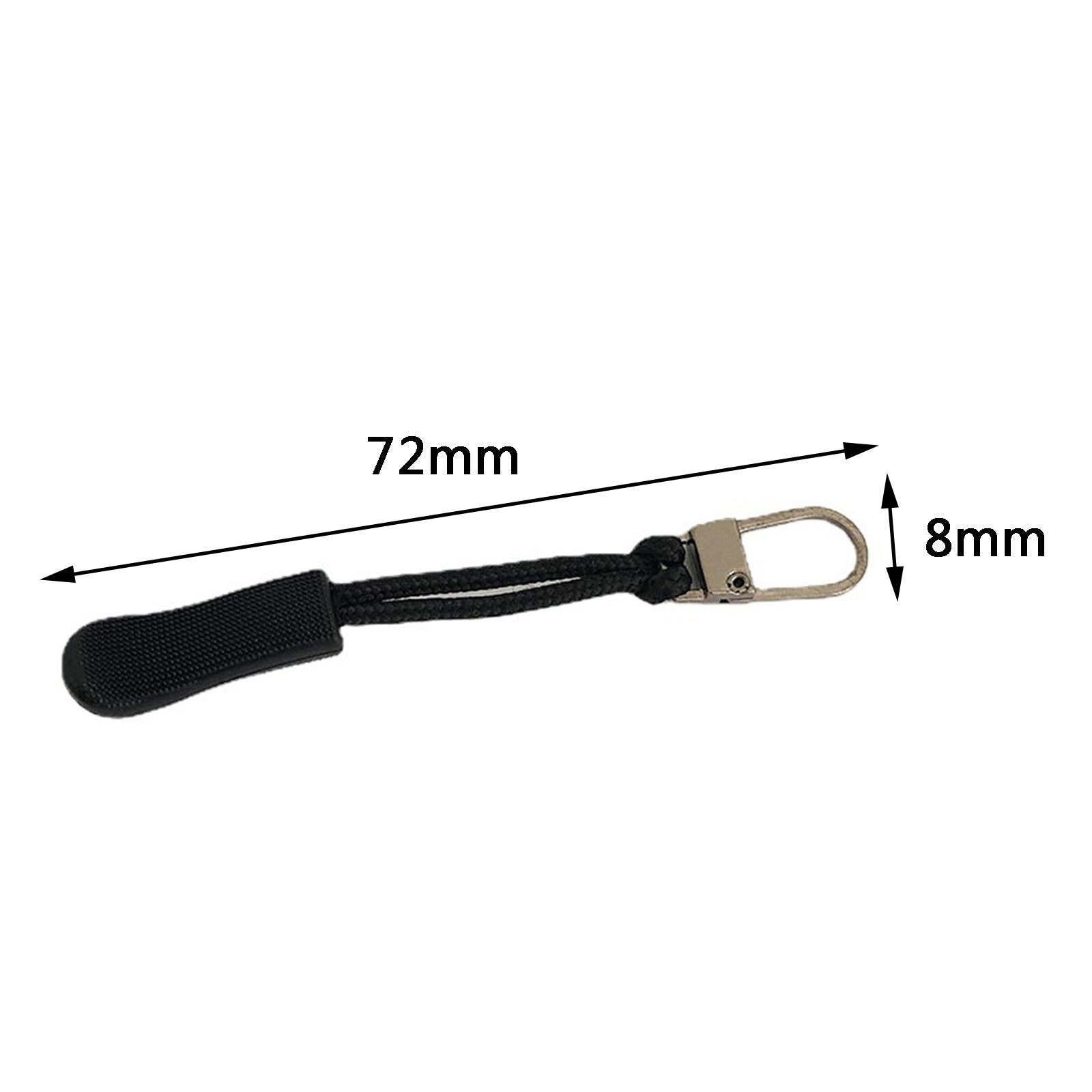12 Pieces Zipper Pulls Durable Cord Extension for Luggage Coat Black