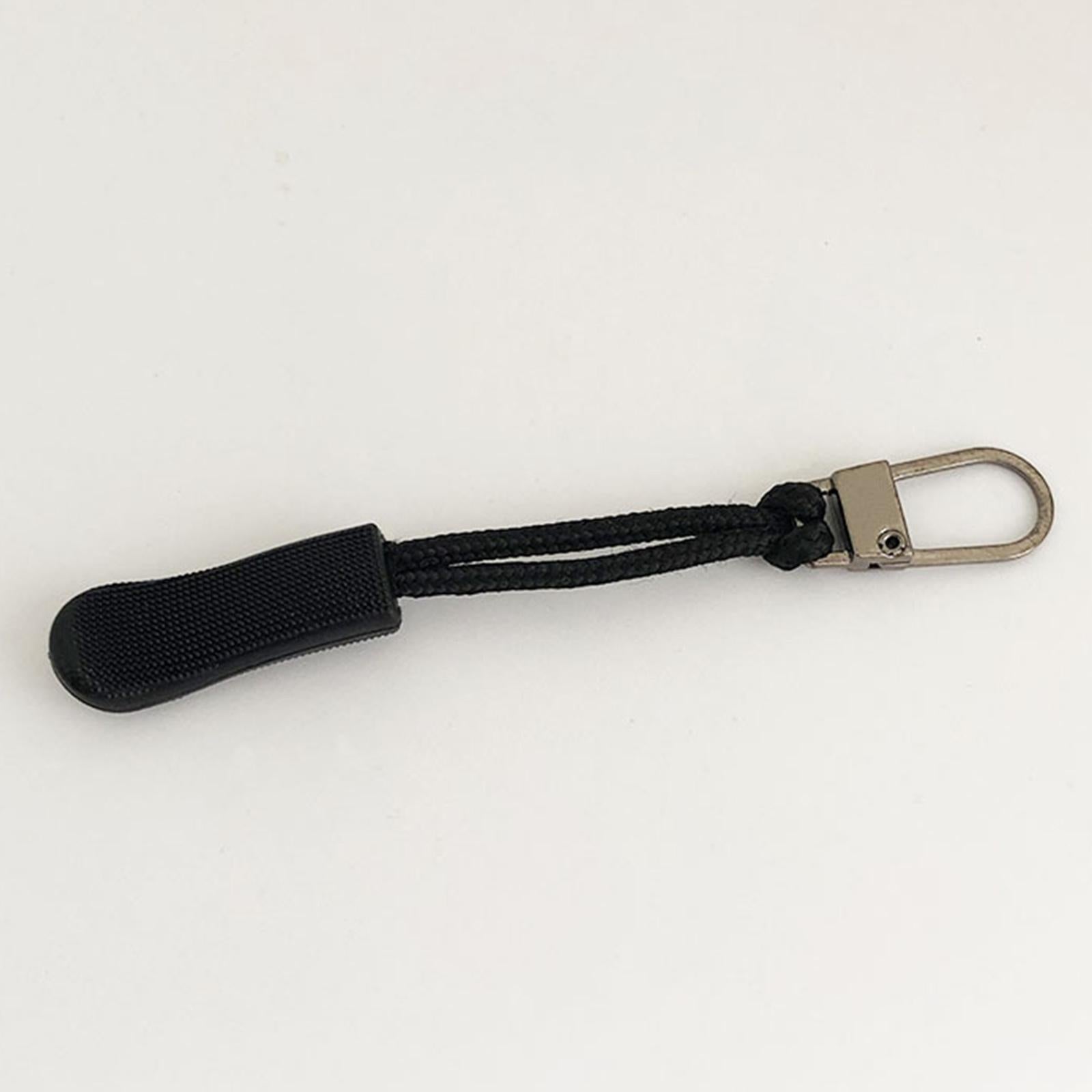 12 Pieces Zipper Pulls Durable Cord Extension for Luggage Coat Black