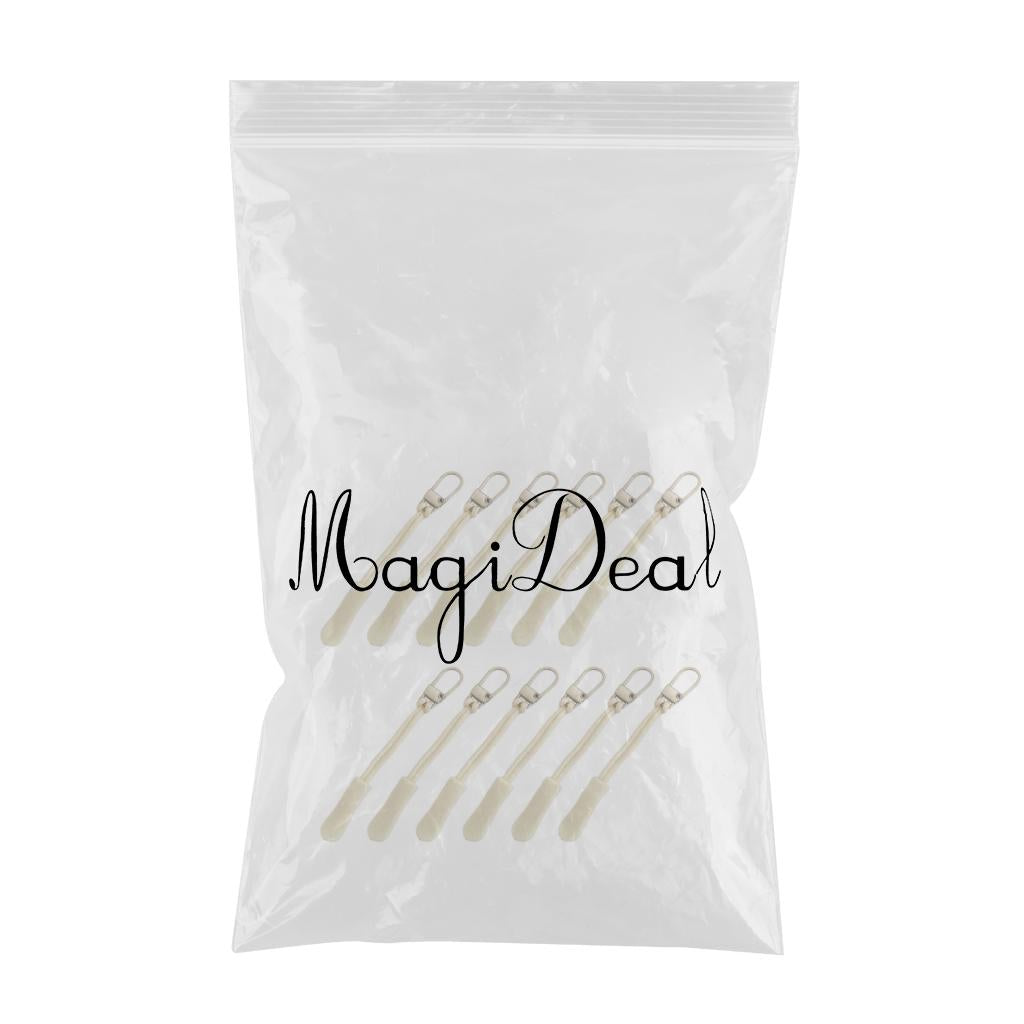 12 Pieces Zipper Pulls Durable Cord Extension for Luggage Coat White Golden