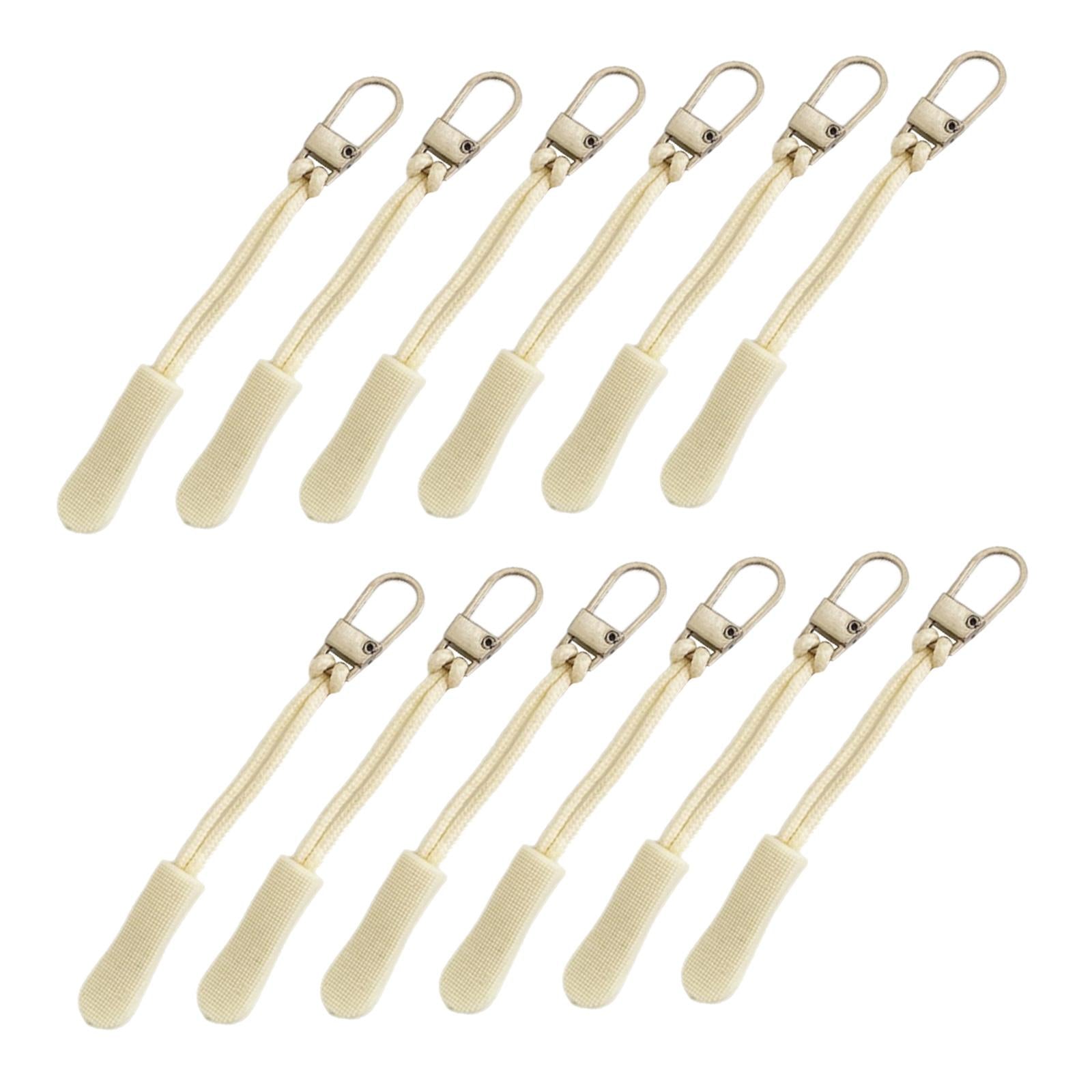 12 Pieces Zipper Pulls Durable Cord Extension for Luggage Coat White Golden