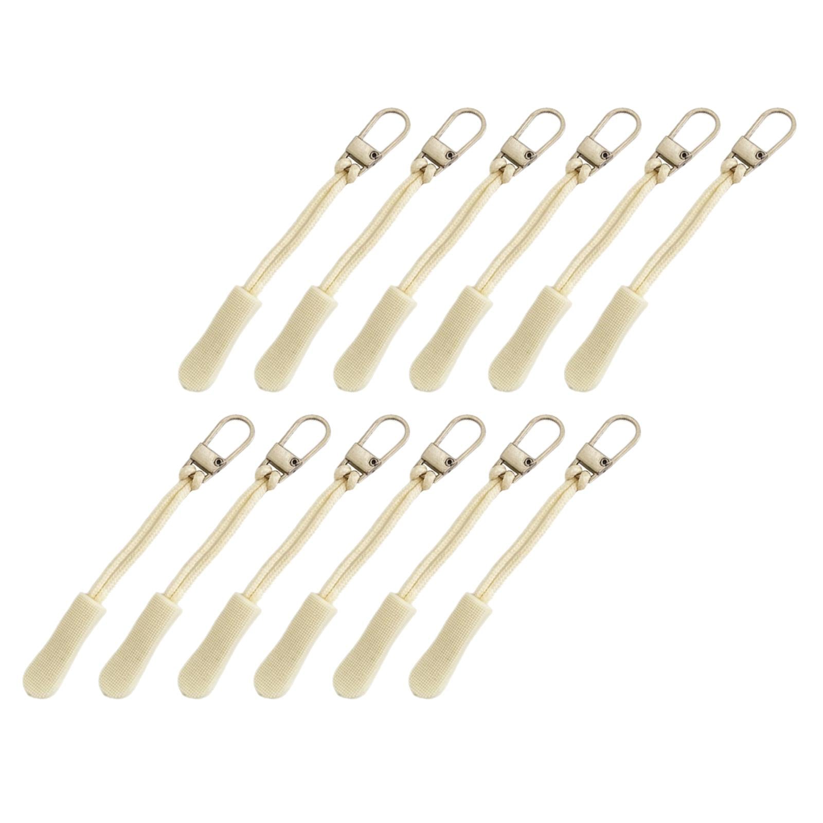 12 Pieces Zipper Pulls Durable Cord Extension for Luggage Coat White Golden