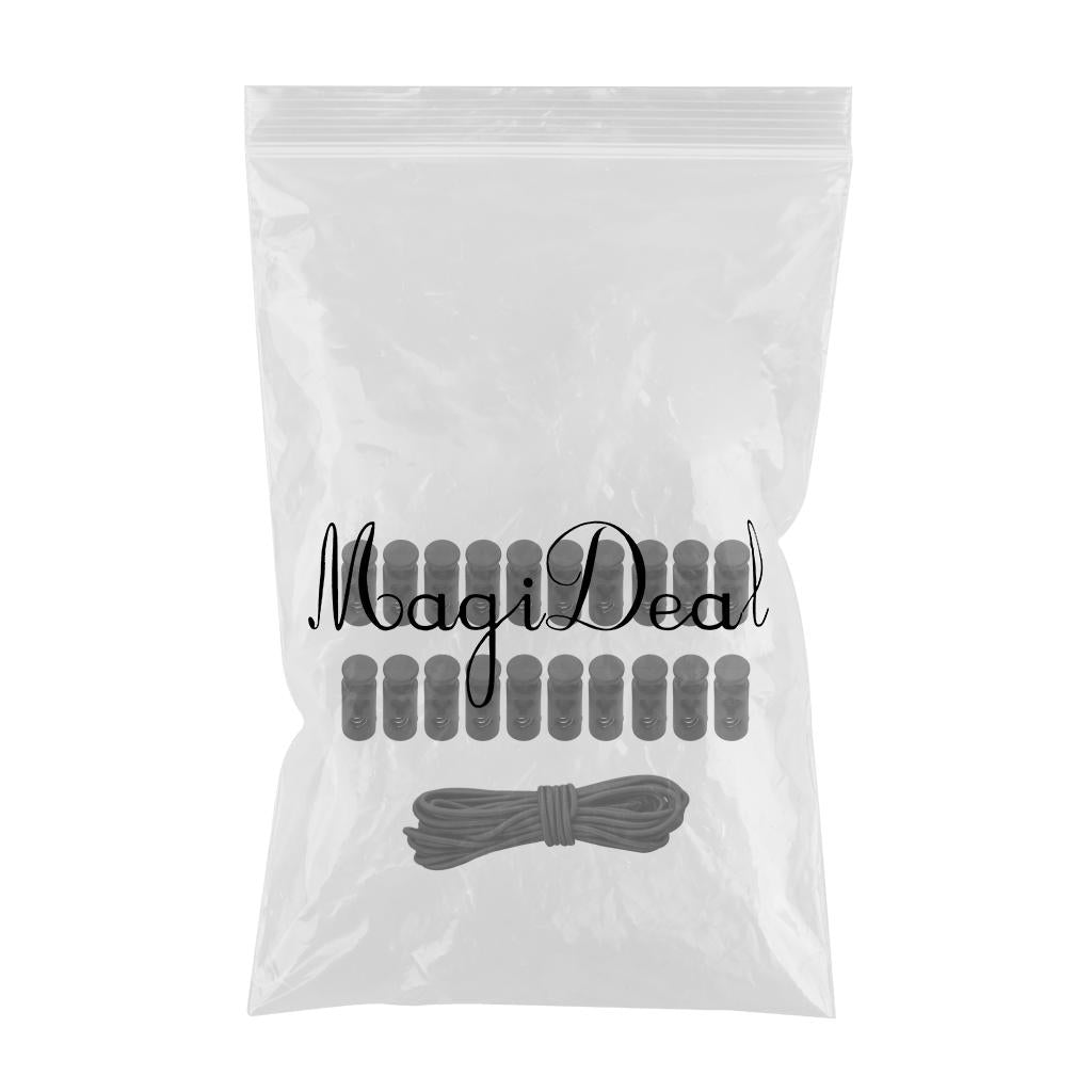 20pcs Plastic Cord Locks End Spring Loaded Slider + 3m Bungee Cord Style 2