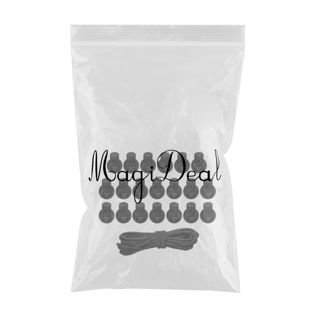 20pcs Plastic Cord Locks End Spring Loaded Slider + 3m Bungee Cord Style 4