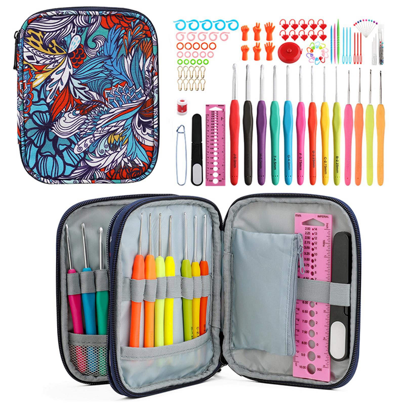 102Pcs Crochet Hooks Set Ergonomic Grip Kit Knitting Needle Weave Yarn Kits